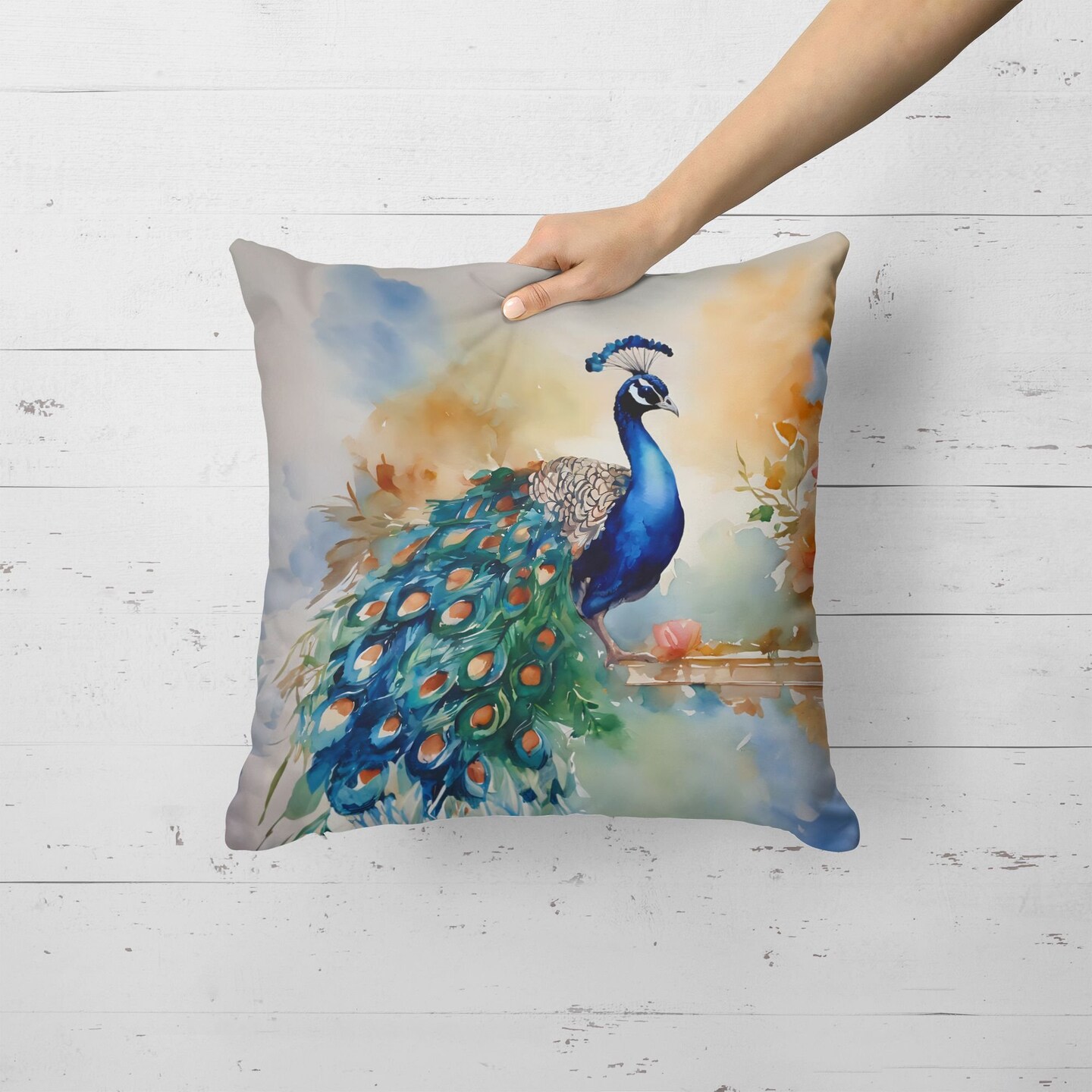 Edge Collections - 18" X 18" - Multicolor - Washable, Pillow Machine Peacock Throw - 1 Piece