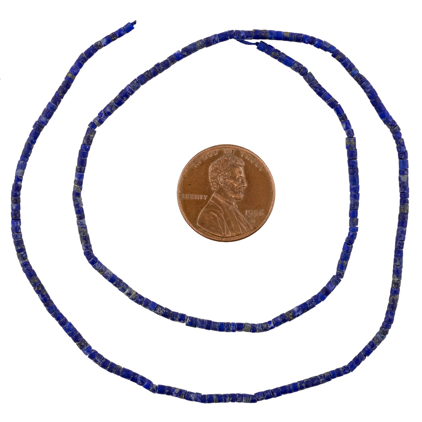 The Bead Chest Lapis Lazuli Tiny Cylindrical Heishi Beads 2mm Afghanistan Blue Gemstone 11-12 Inch Strand