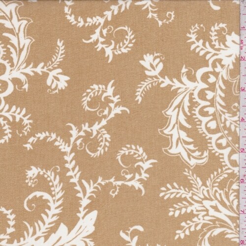 Antique Gold/White Paisley Chiffon Fabric By the Yard