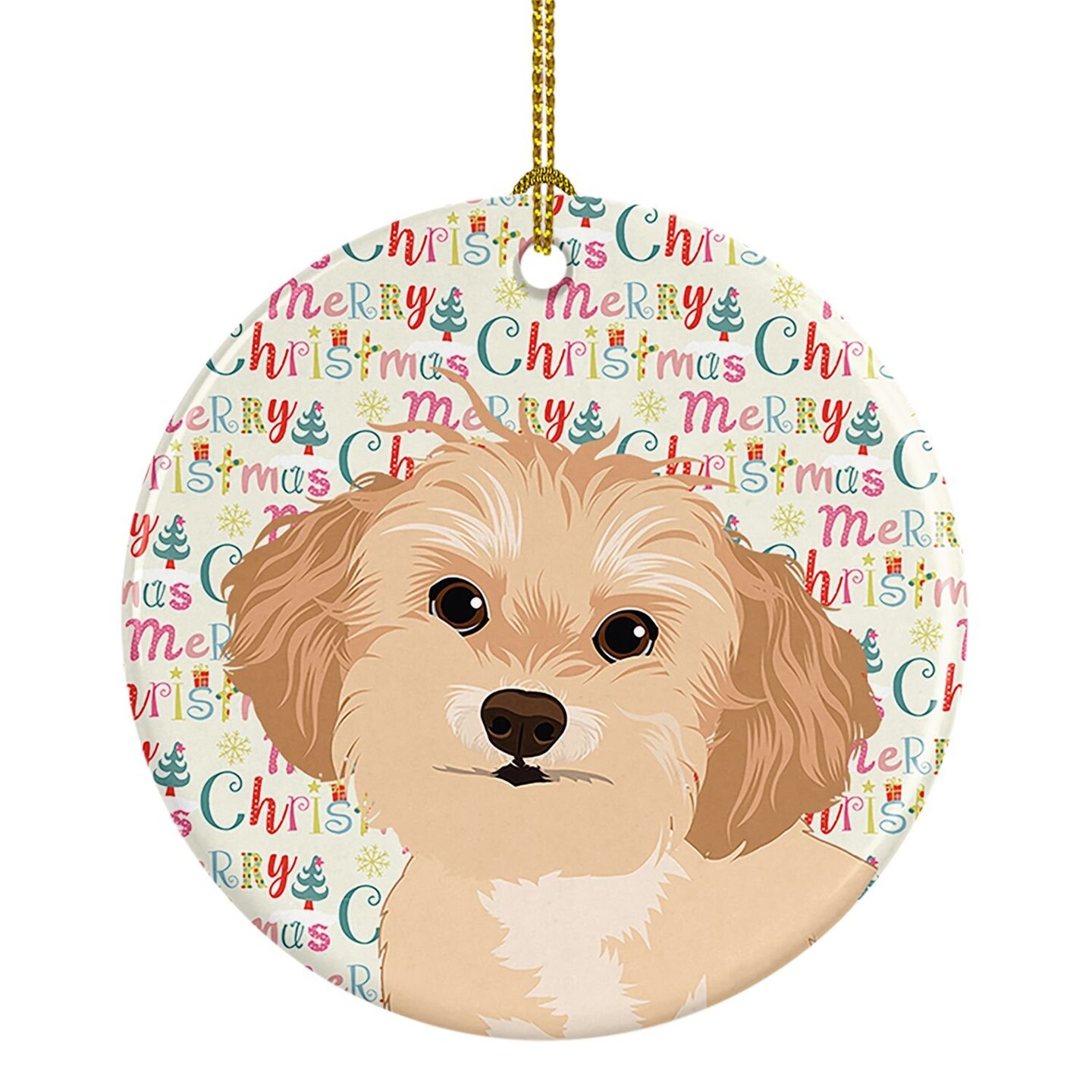 Edge Collections - 2.80" X 0.15" - Gold - Shih-Tzu Christmas Ornament - 1 Piece