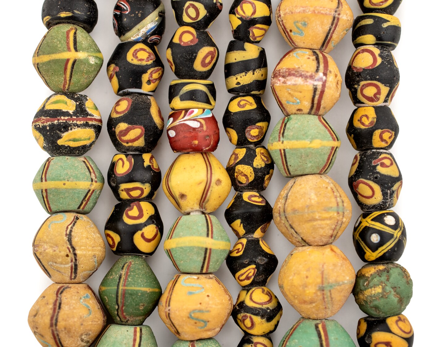 The Bead Chest Fancy Antique Venetian King Beads: Authentic Glass Bicones from West Africa, Multicolor