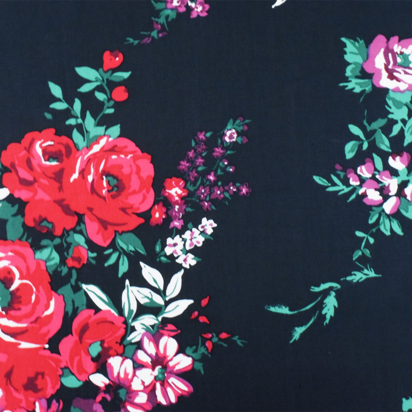 Navy-Blue-Multi Floral Printed Cotton Poplin Woven Fabric By the Yard