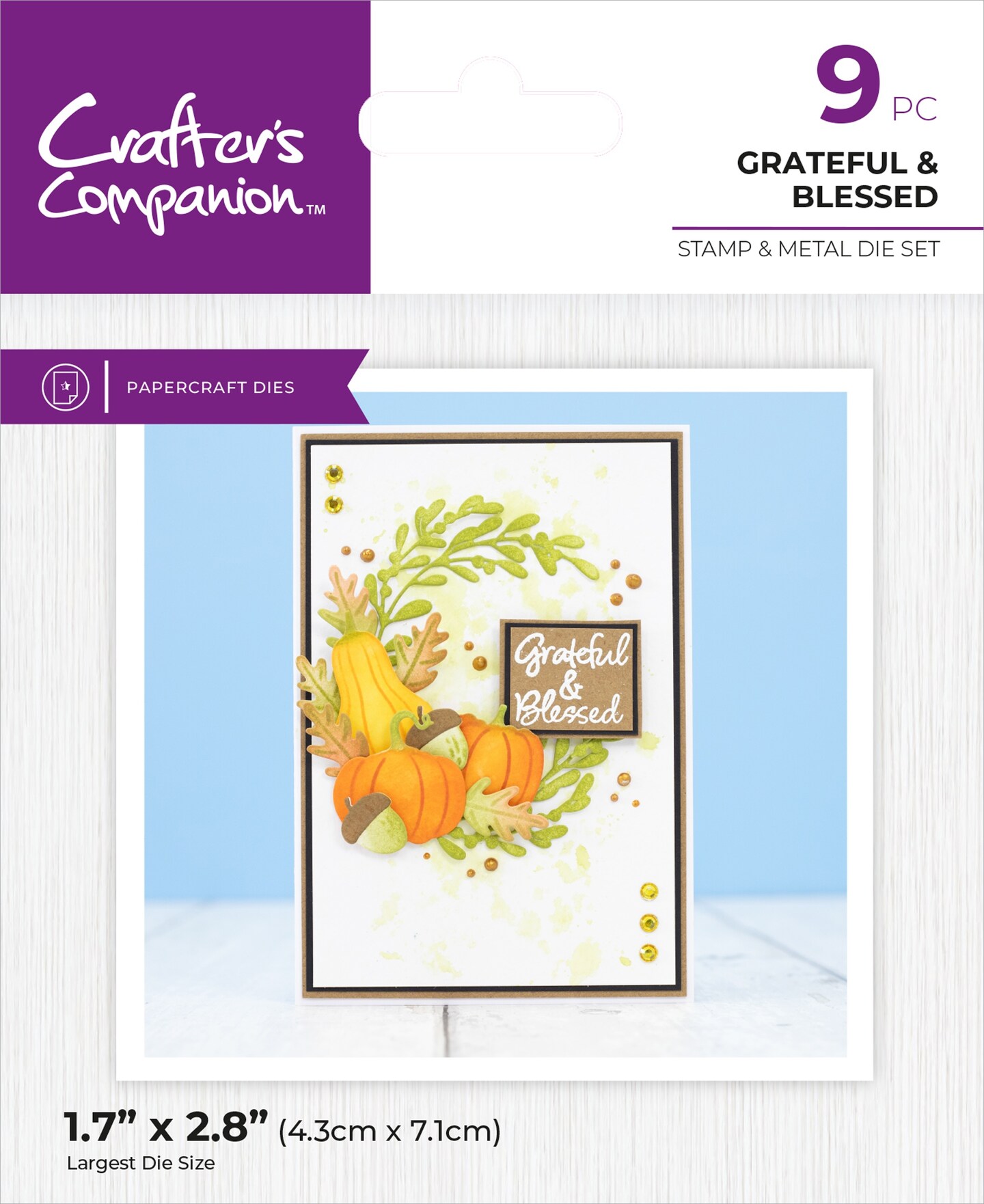 Crafter's Companion Stamp & Dies-Grateful & Blessed, Thanksgiving