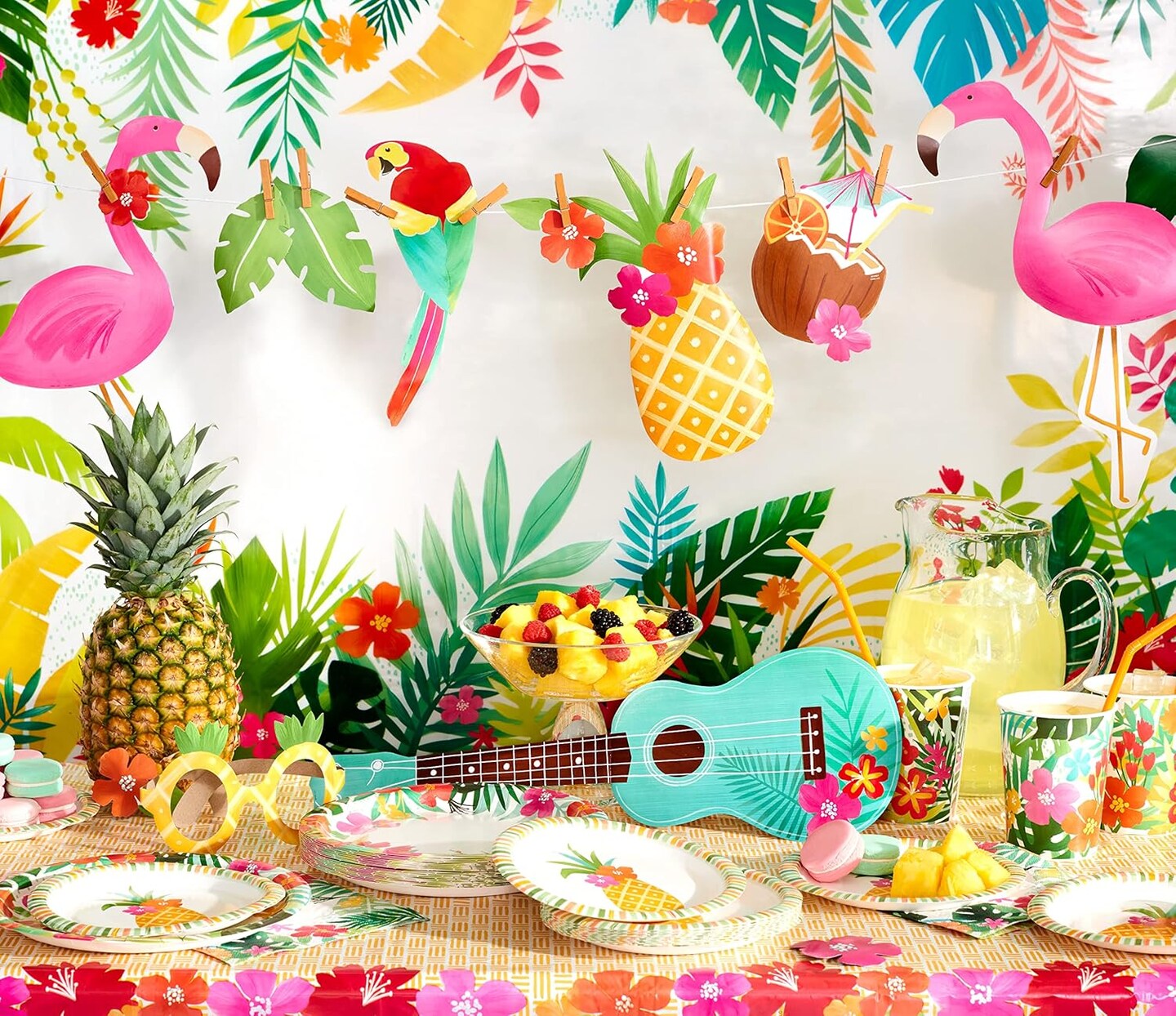 Tropical Luau Party Supplies for BBQs and All Summer Parties, Plastic Table Covers (3-Count)