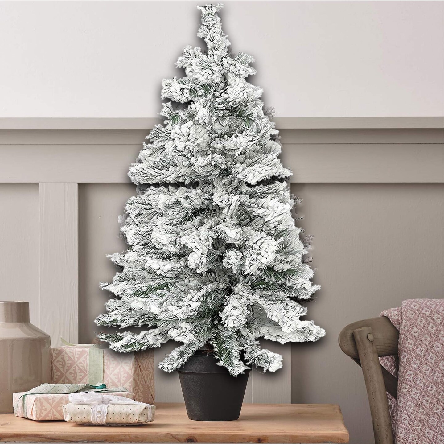 Miniature 3ft Snowy Christmas Tree Perfect for Tabletops and Small Spaces