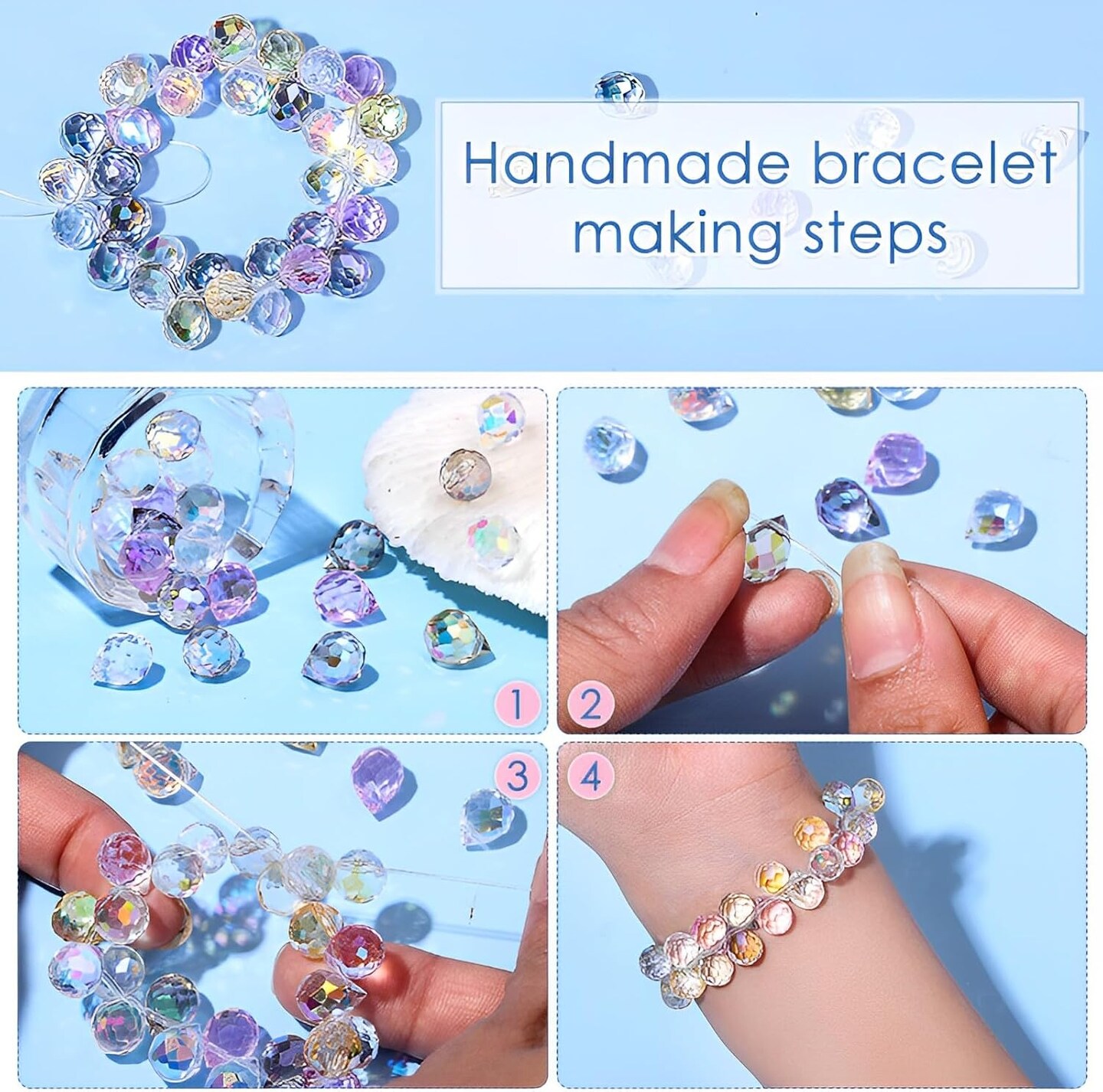 50pcs Glass Beads - Assorted Crystal Beads