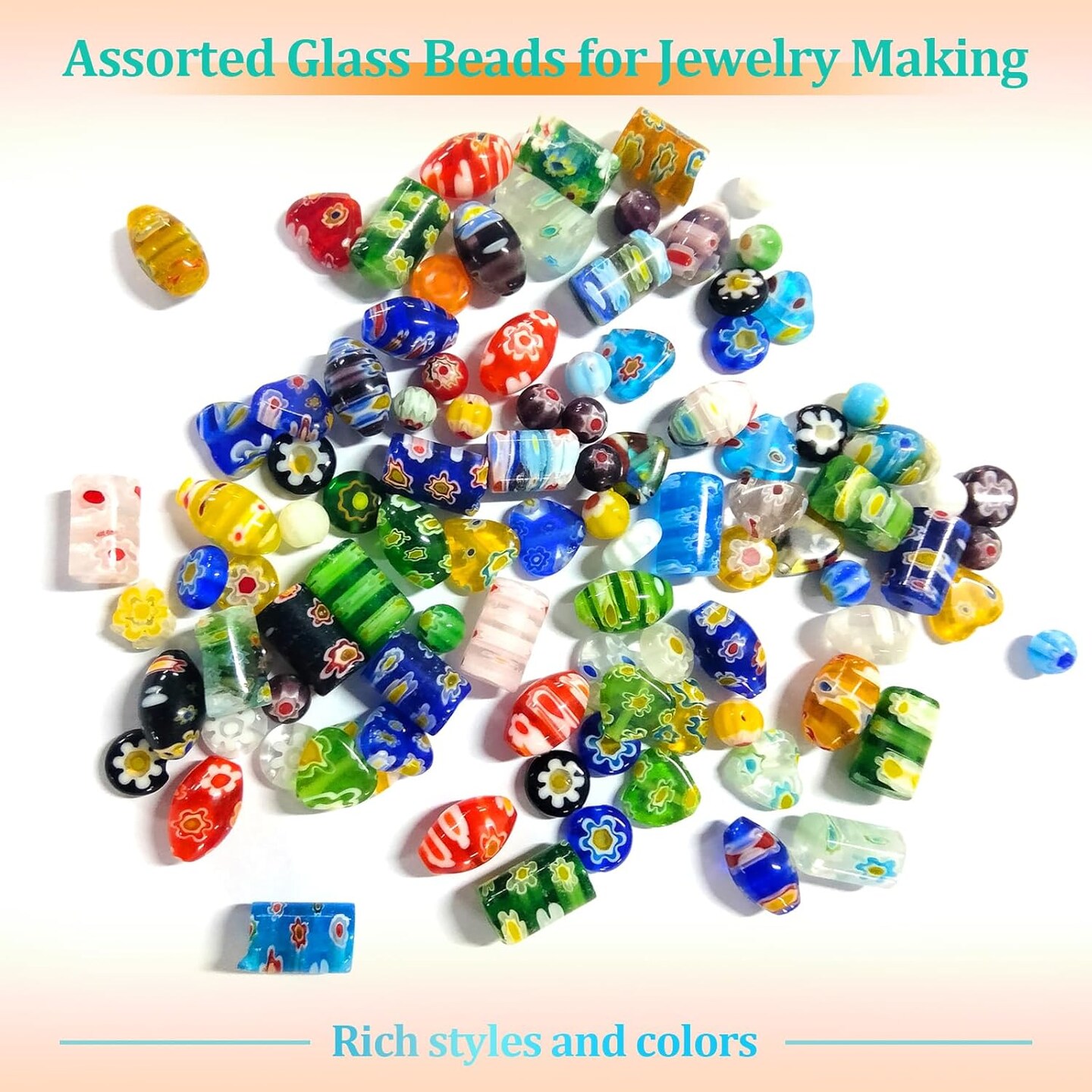 100 Pieces Assorted Glass Beads for Jewelry Making Adults