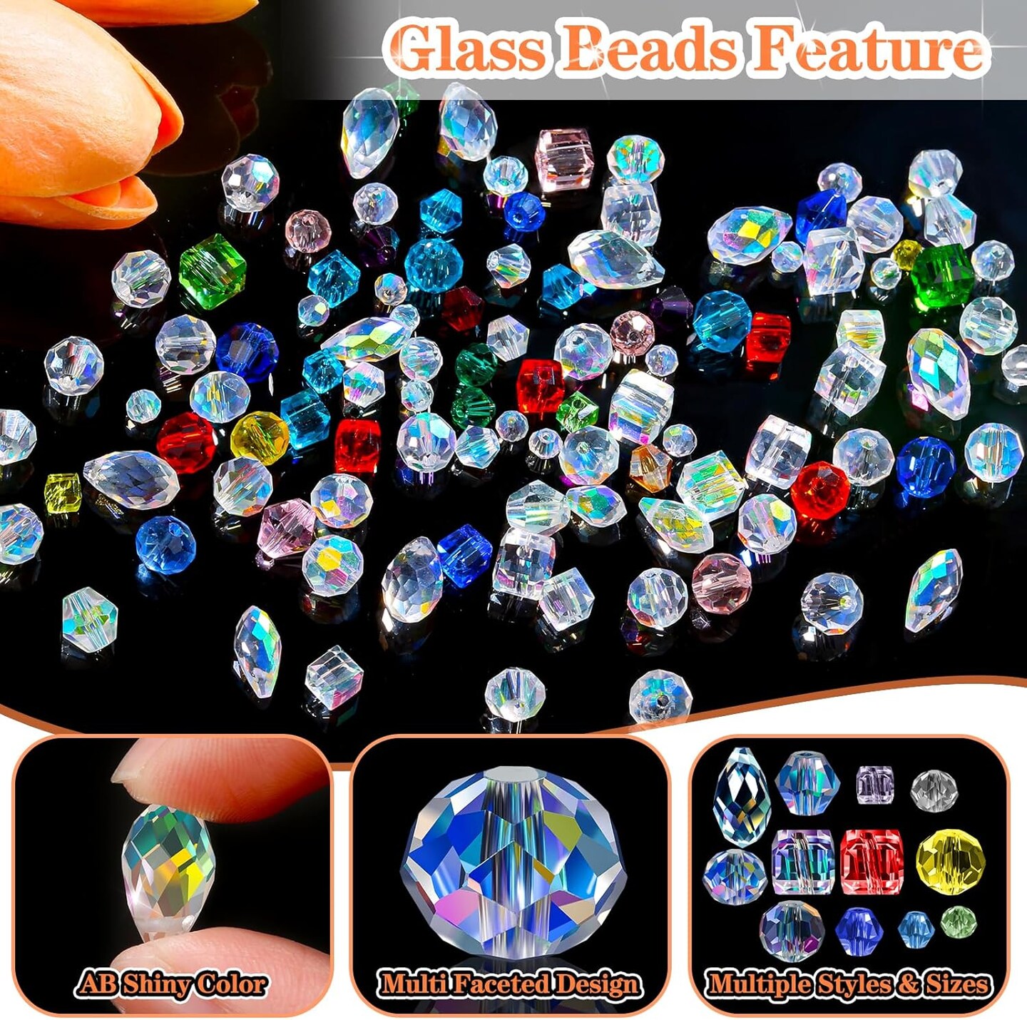 1401 Pieces Crystal Glass Beads for Jewelry Making Glass Beads(1401 Pieces)
