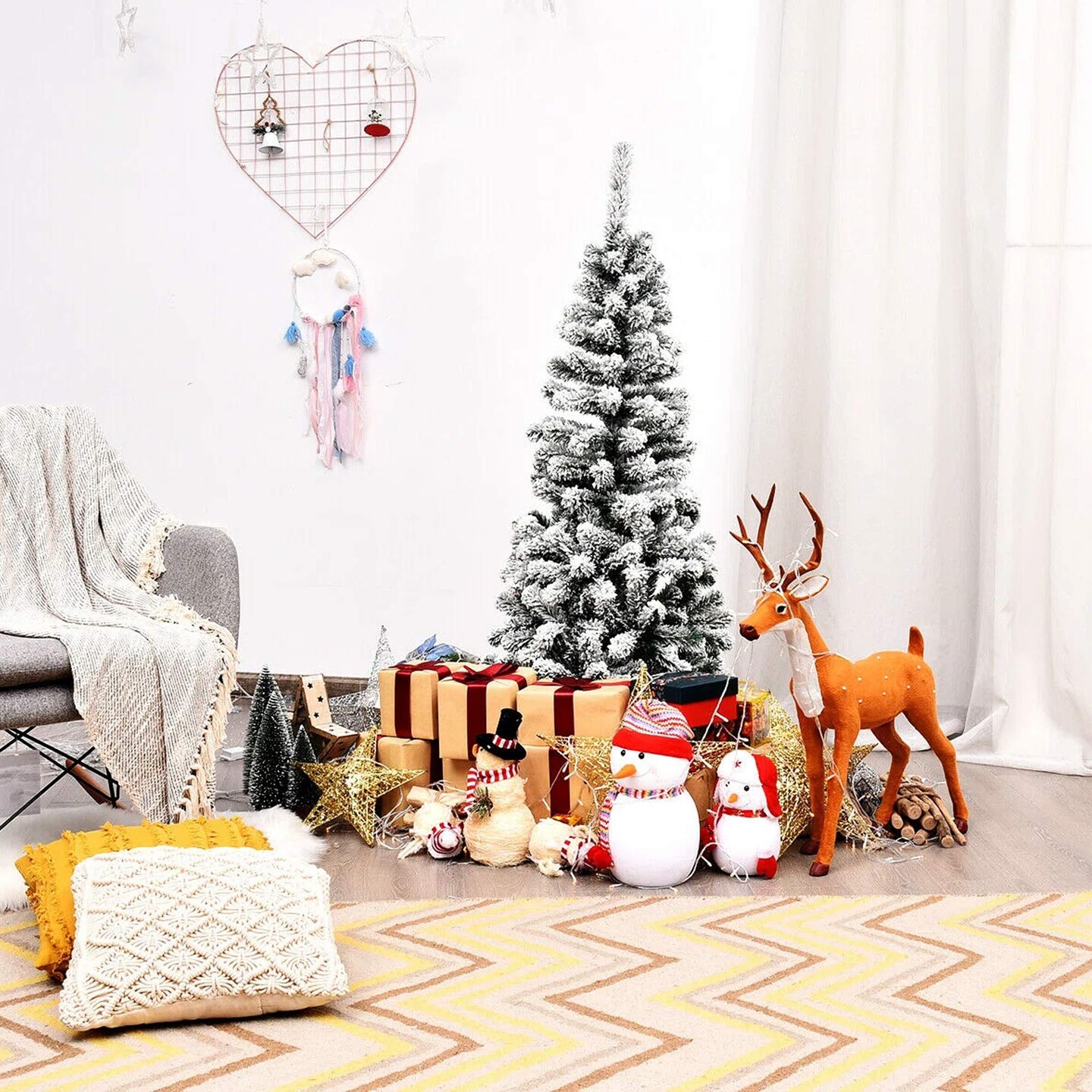 3ft Snow Flocked Christmas Tree Lifelike Pine with Wintery Charm