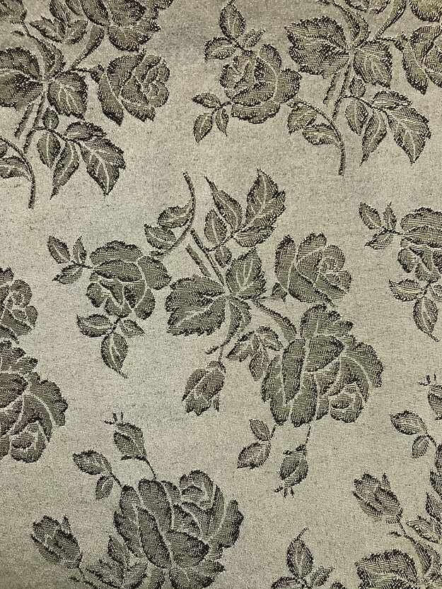 1 Yard Gray Metallic Rose Brocade Fabric Polyester Rough Texture 58/59 Inches Width