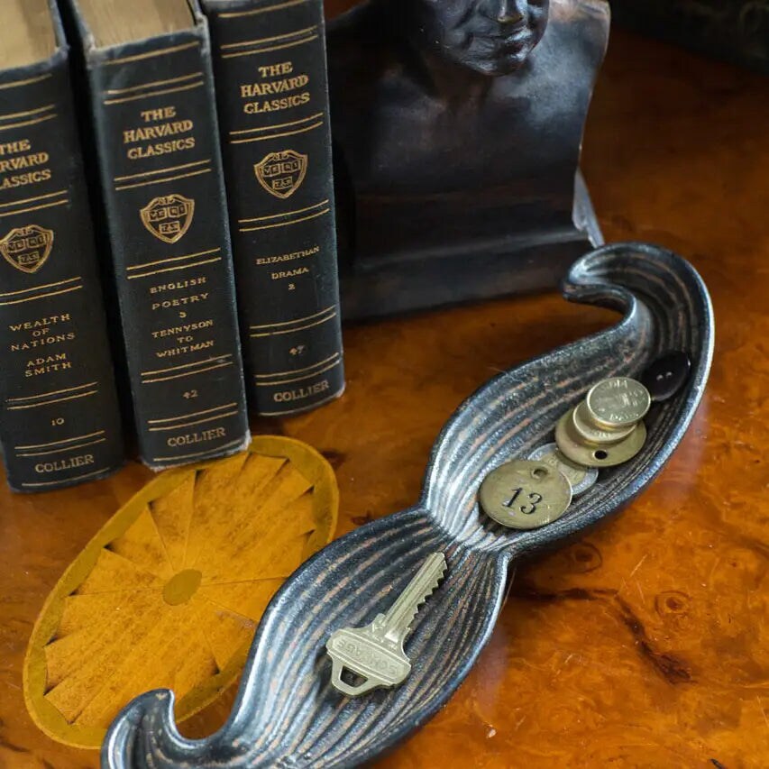 Cast Iron Mustache Tray Decorative Dish Trinket Holder 11.75 Inch