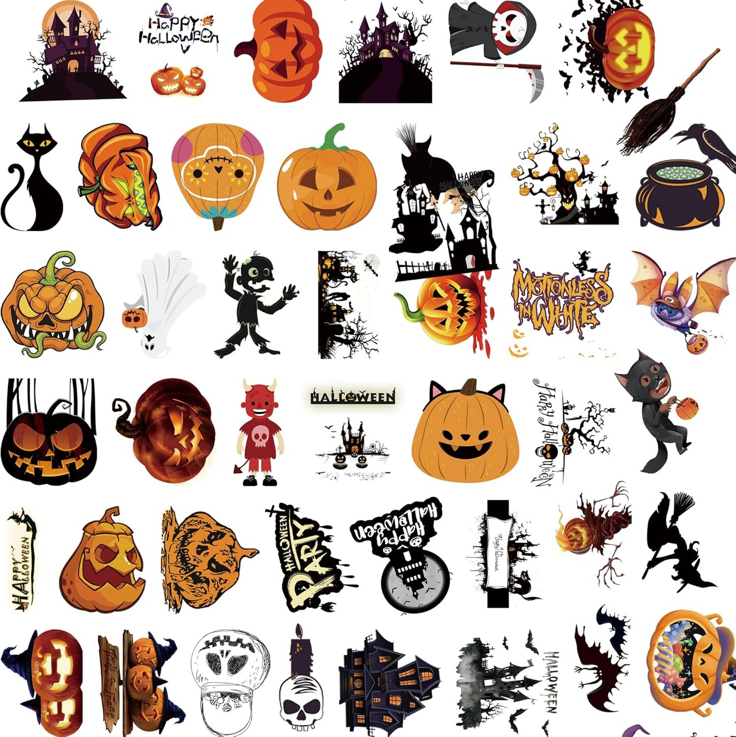 110PCS Non-Repeating Halloween Pumpkin