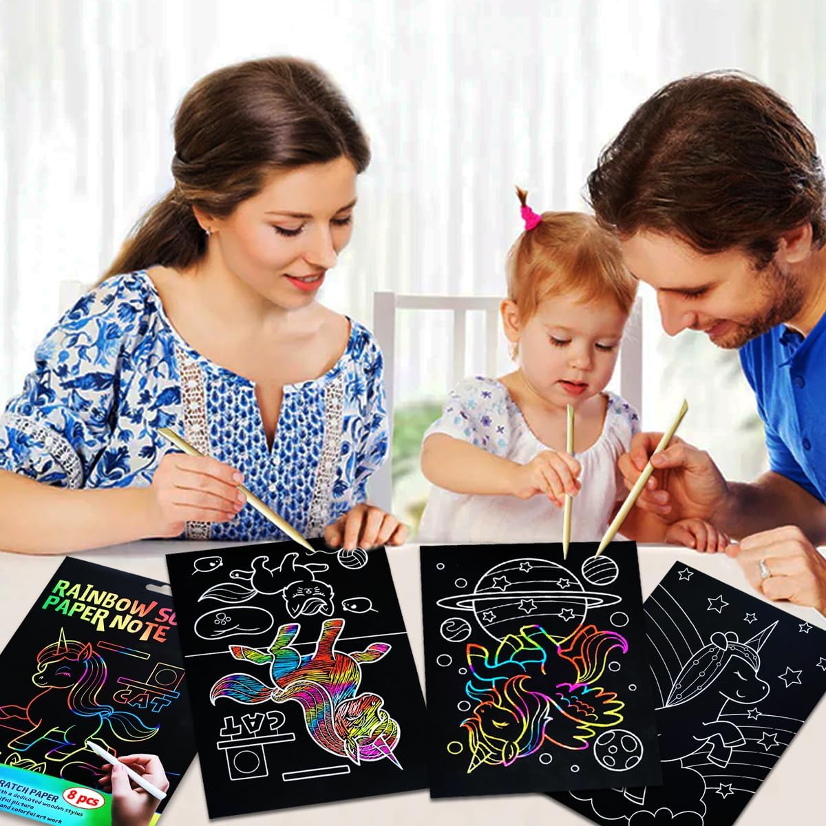 Unicorn Scratch Art for Kids – Rainbow Scratch Paper Craft Set with Styluses, Fun Arts & Crafts for Girls & Boys Ages 4–8, Great for Christmas, Parties & Stocking Stuffers (Unicorn)