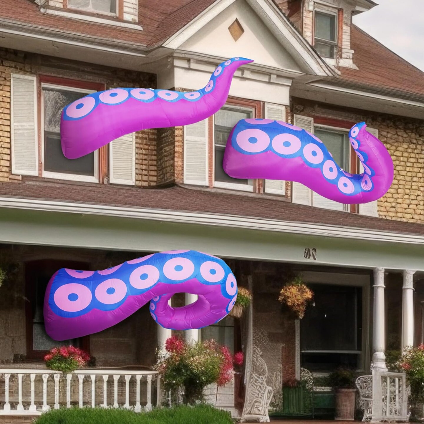3 Pcs Halloween Inflatables Octopus Tentacle Outdoor Window Decorations