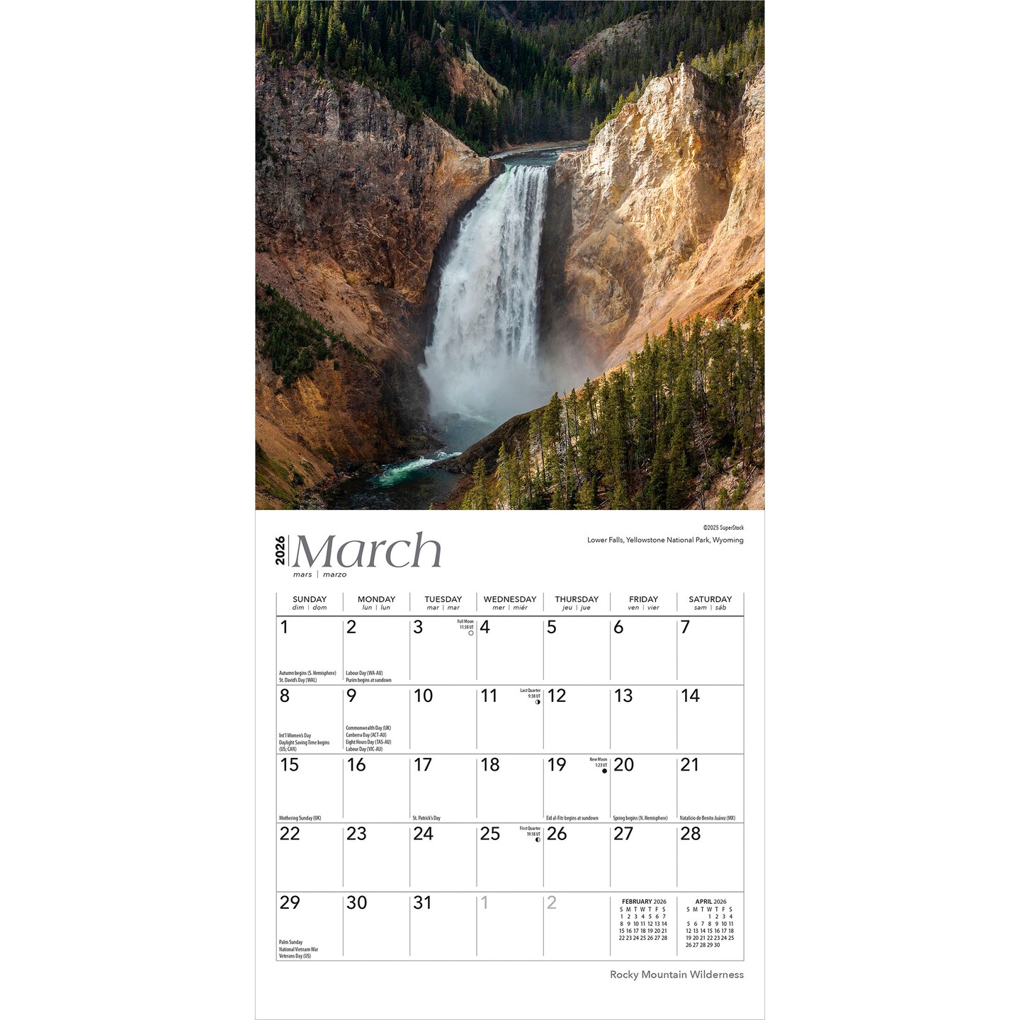 Rocky Mountain Wilderness | 2026 7 x 14 Inch (Hanging) Monthly Mini Wall Calendar