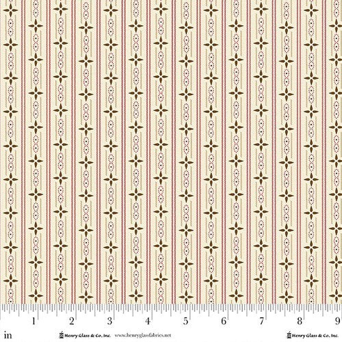 Fabric Henry Glass Cream Ticking Stripe Buttercream & Brickle Bits by the Quarter Yard 1949-40