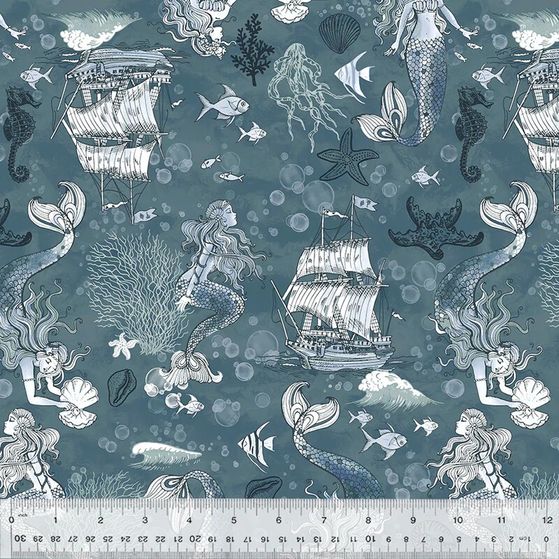 Fabric Windham Marine A Mermaid's Tale Ocean Song by the Quarter Yard 54693-3