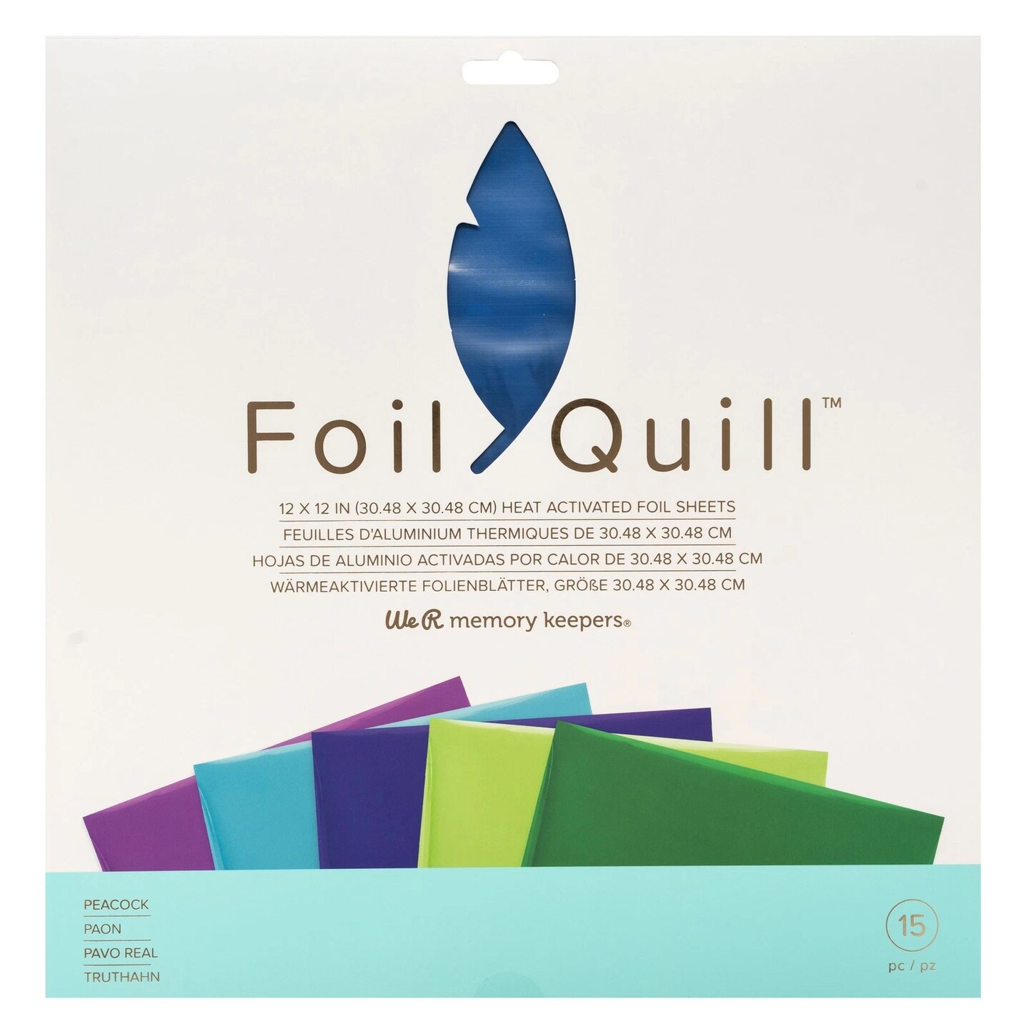 We R Memory Keepers Foil Quill 12"X12" Foil Sheets 15/Pkg-Peacock-3 Each Of 5 Colors 661027 by American Crafts