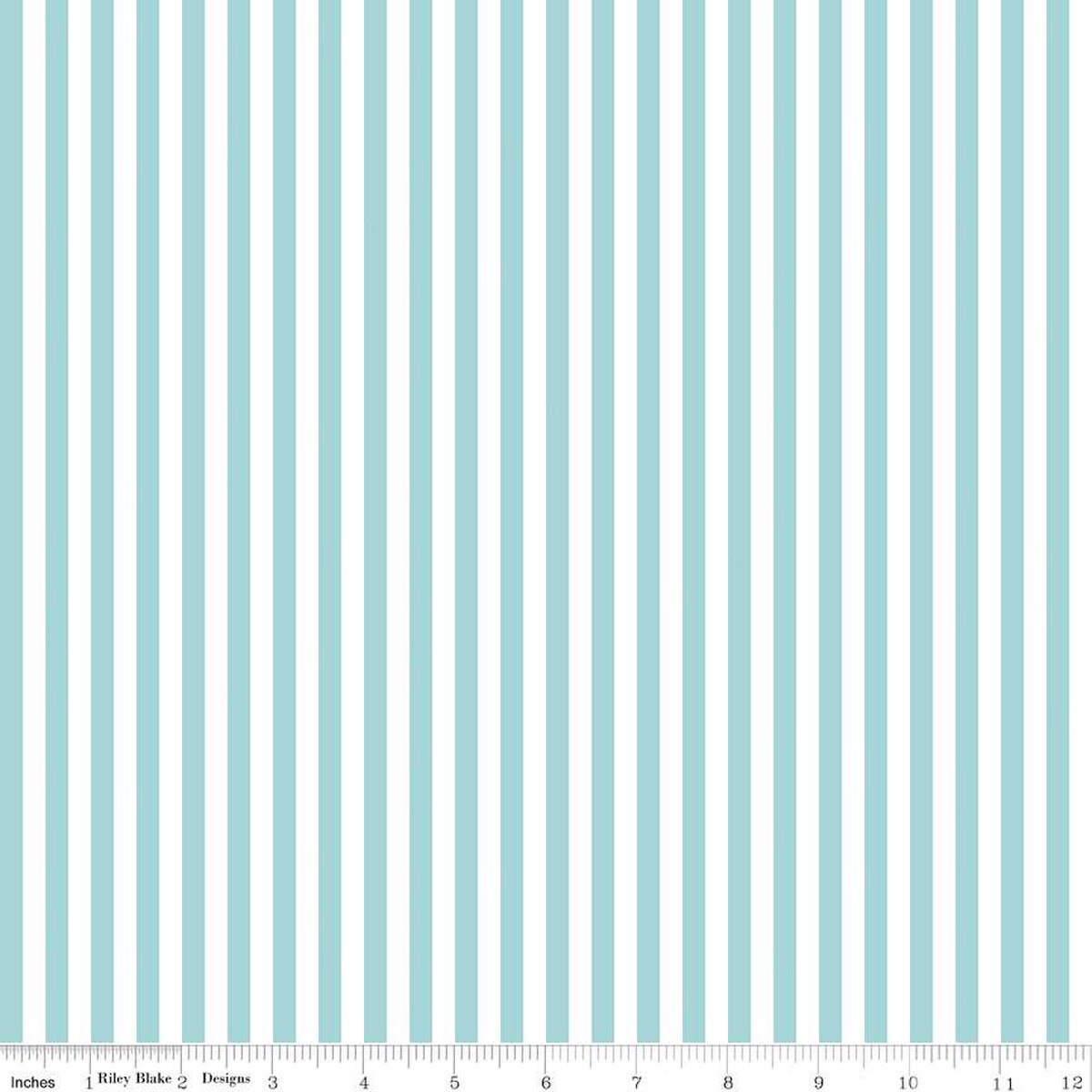 Fabric Riley Blake Basics White/Aqua 1/4" Stripes by the Quarter Yard C555-AQUA