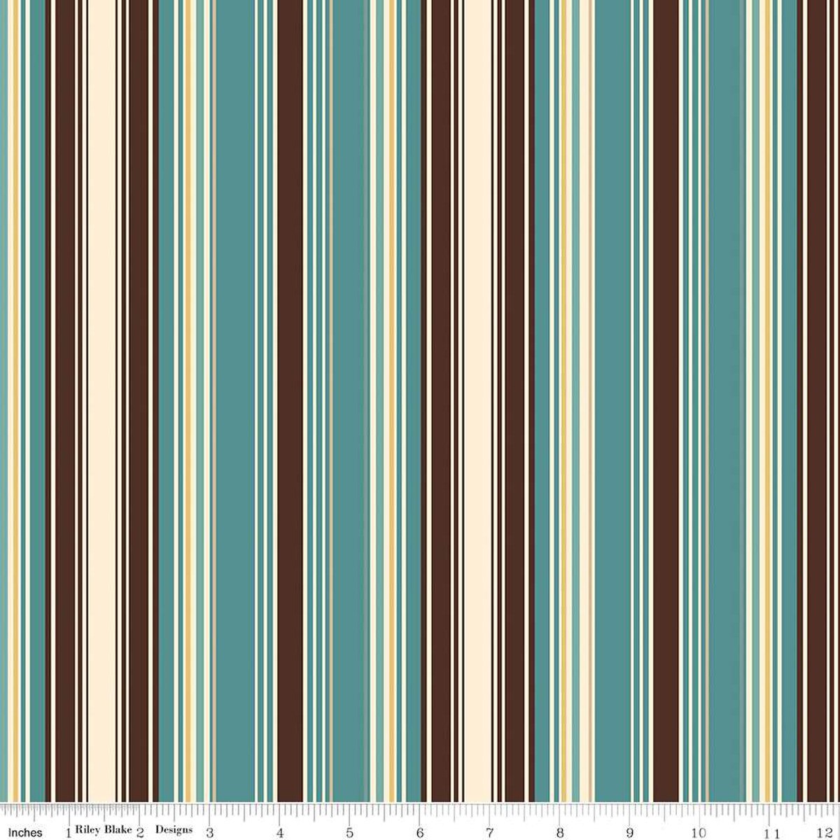 Fabric Riley Blake Teal Cowboy Stripes by the Quarter Yard C15494-TEAL