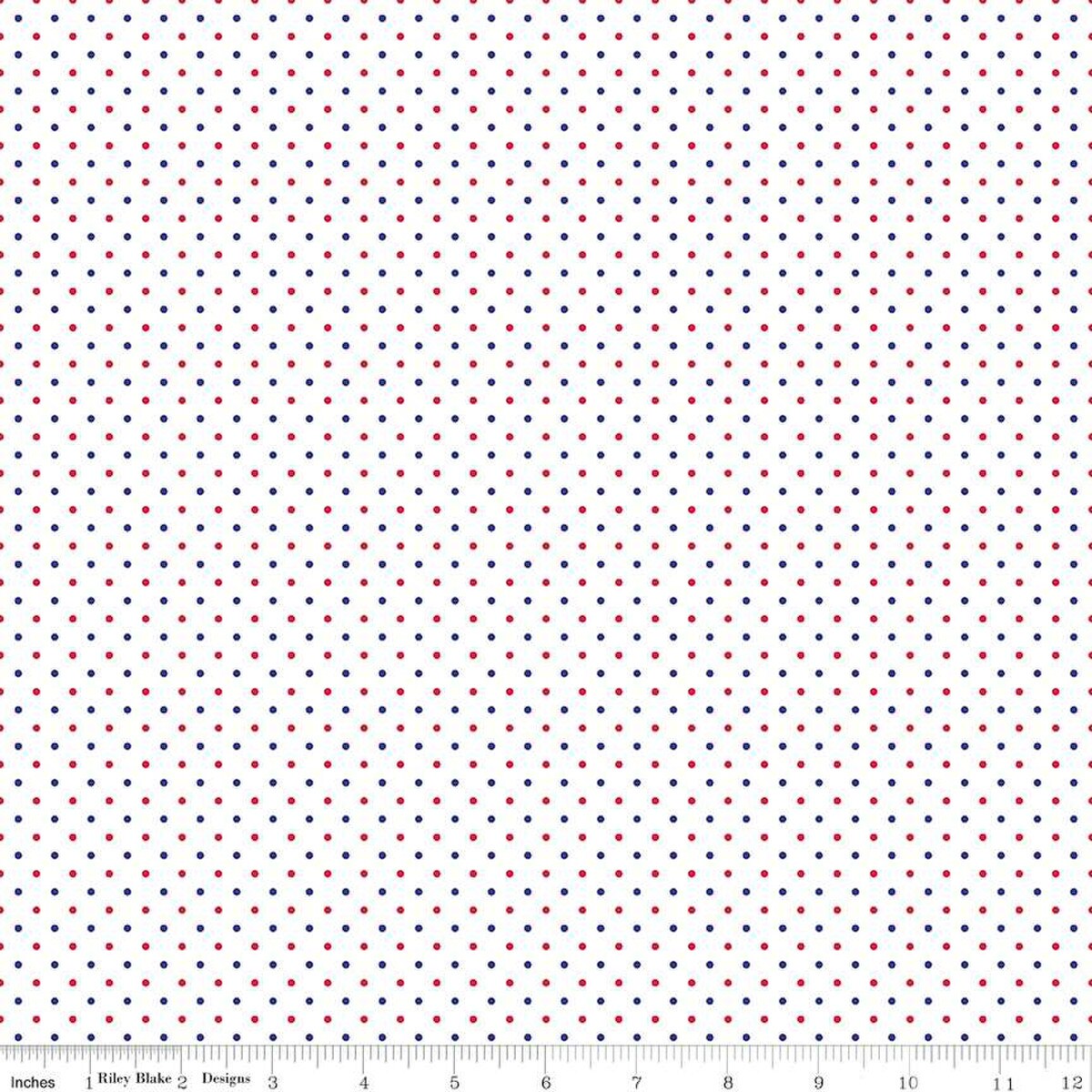 Fabric Riley Blake Basics Patriotic Swiss Dot on White by the Quarter Yard C660-PATRIOTIC