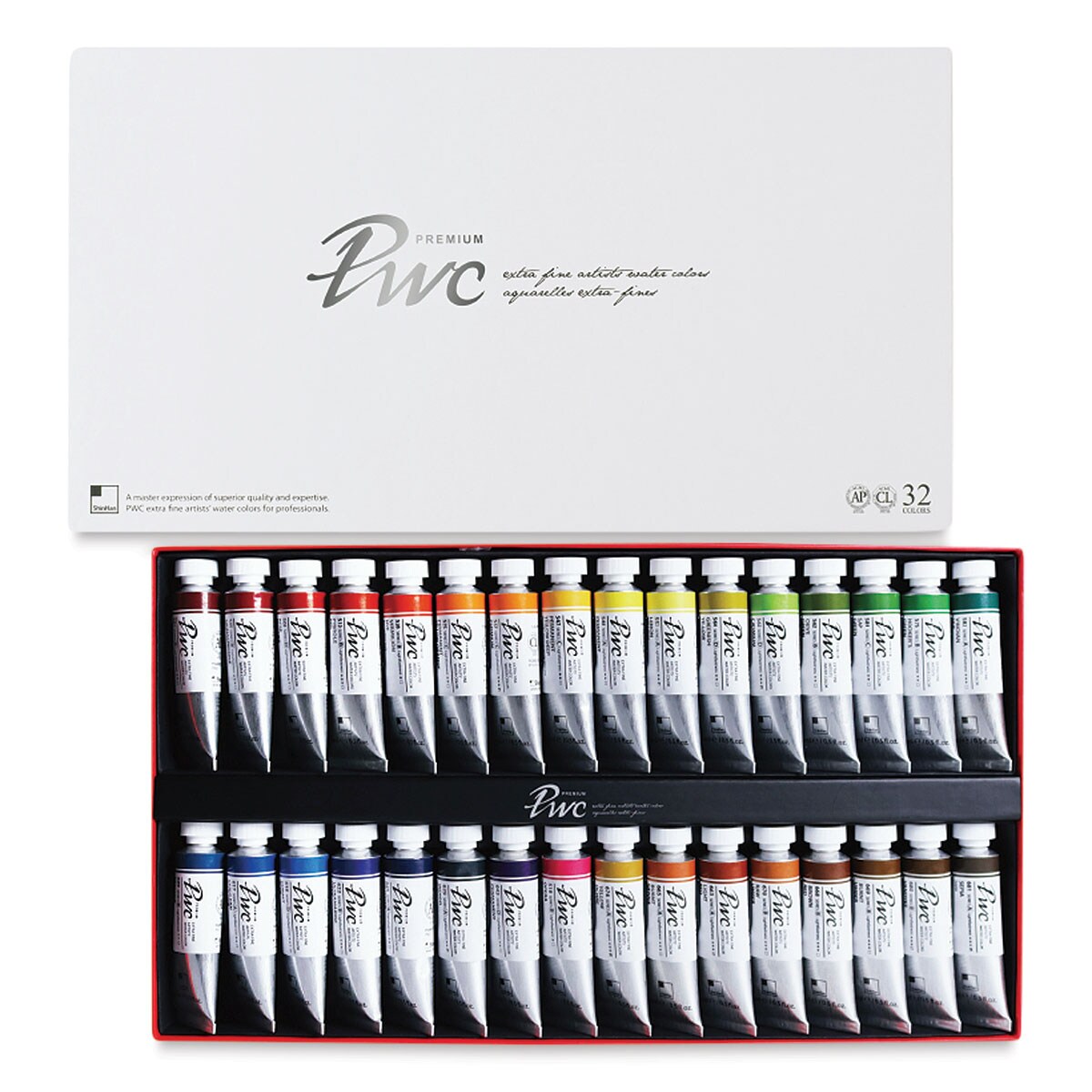 ShinHan PWC Extra Fine Professional Watercolor - Set of 32, Assorted Colors, 15 ml