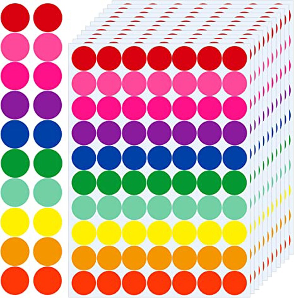 2000 Pieces Small Dot Stickers aRound Color Coding Labels Circle Dot Stickers, 10 Colors Tiny Round Labels for Office, Classroom