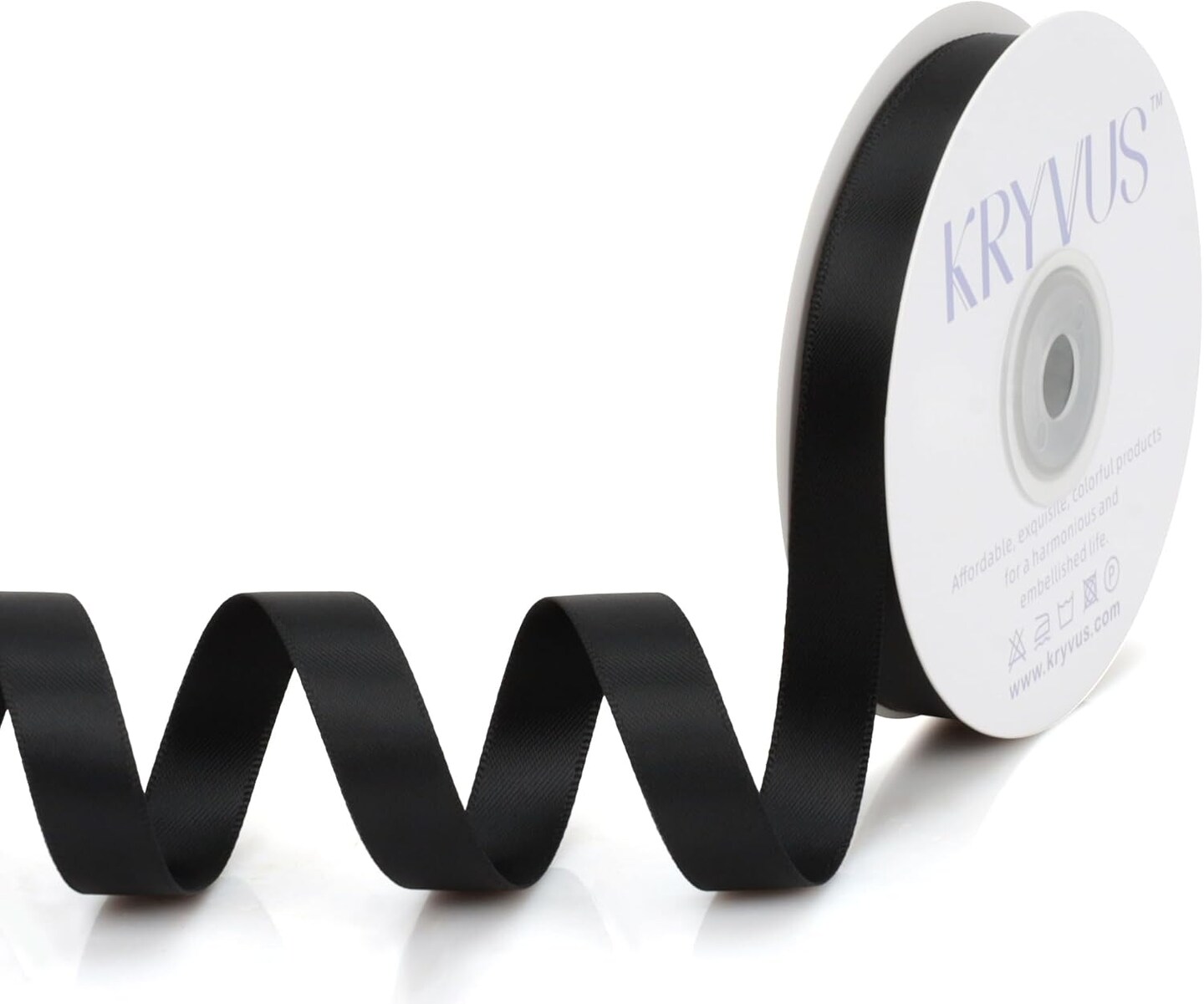 Black Satin Ribbon, Double Faced 1/2 Inch X 25 Yards Black Ribbon, Premium Satin Ribbon for Gift Wrapping, Crafts, Hair Bow Making, Sewing, Flower Bouquet, Wedding Party Decor