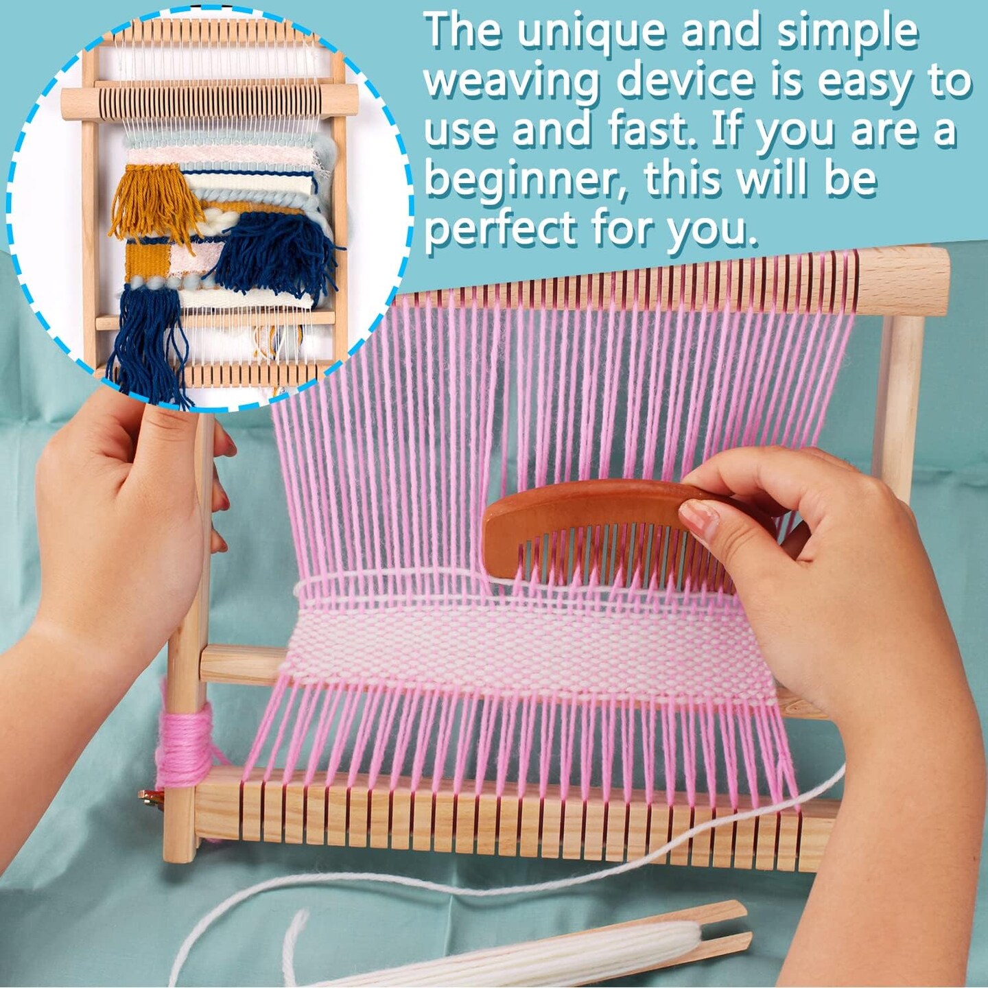 Weaving Loom Kit, 15.2"H x 9.85"W Wooden Tapestry Looms, Warp ​Frame ​Loom Heddle Bar for Weave Board Weaver Tapestry Kids Beginner