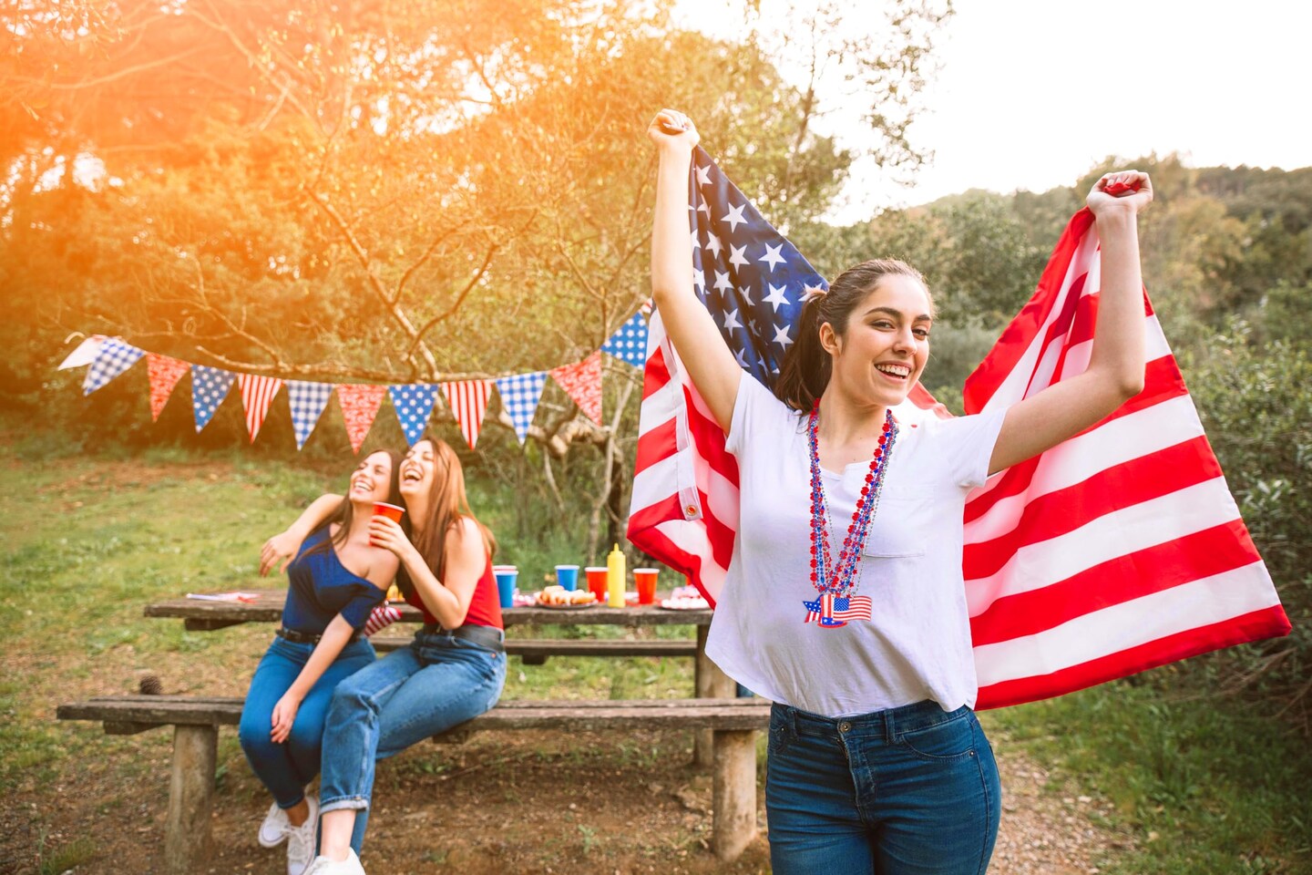 100PCS 4th of July Accessories Necklaces: Blue White and Red Beads Bulk, Patriotic Party Independence Memorial Day Favors Toys Decorations