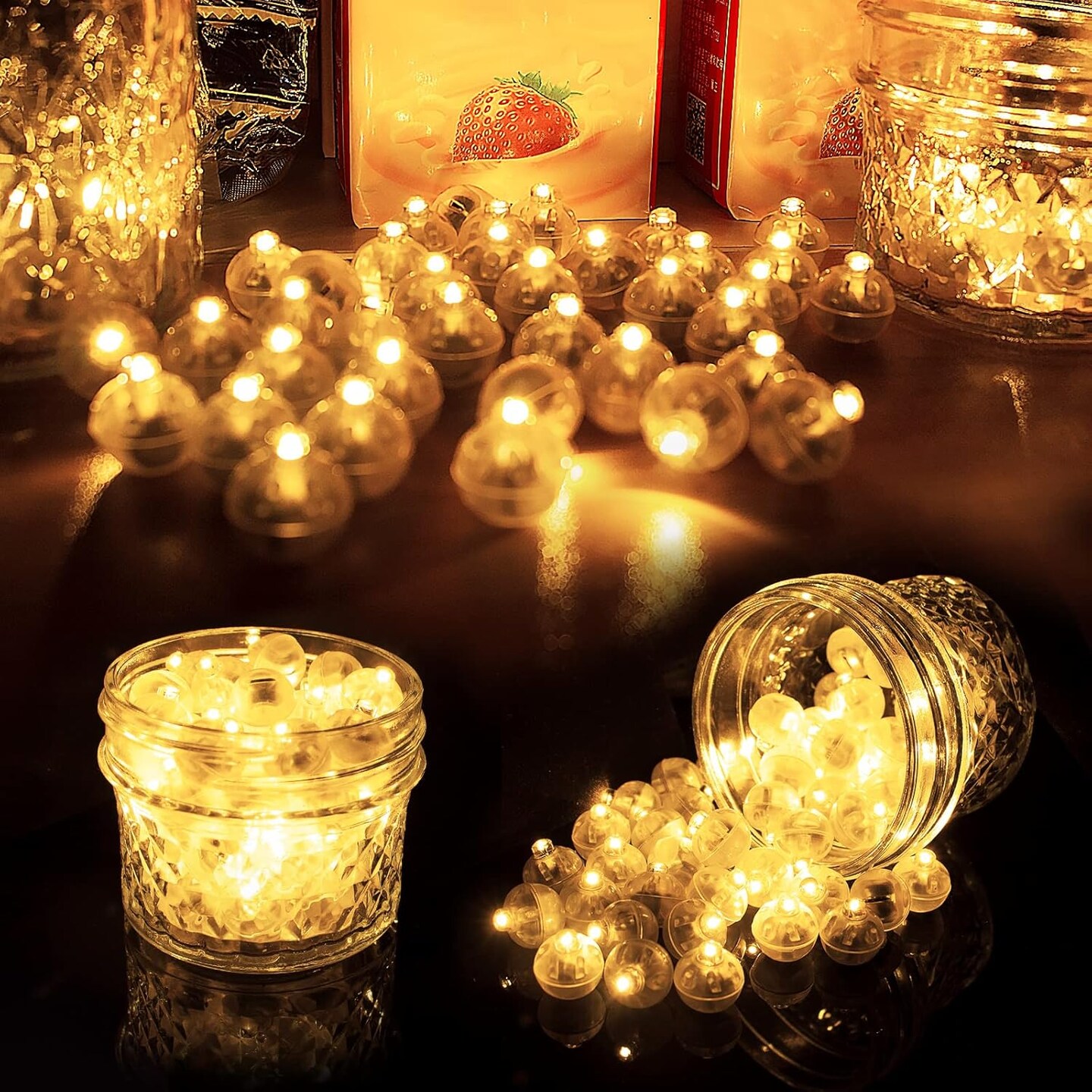 50pcs Warm White Balloon Lights,Long Standby Time Waterproof Mini Light,Battery Powered,Round LED Ball Lamp for Latex Balloon Paper Lantern Party Wedding Festival Christmas Halloween Decorative