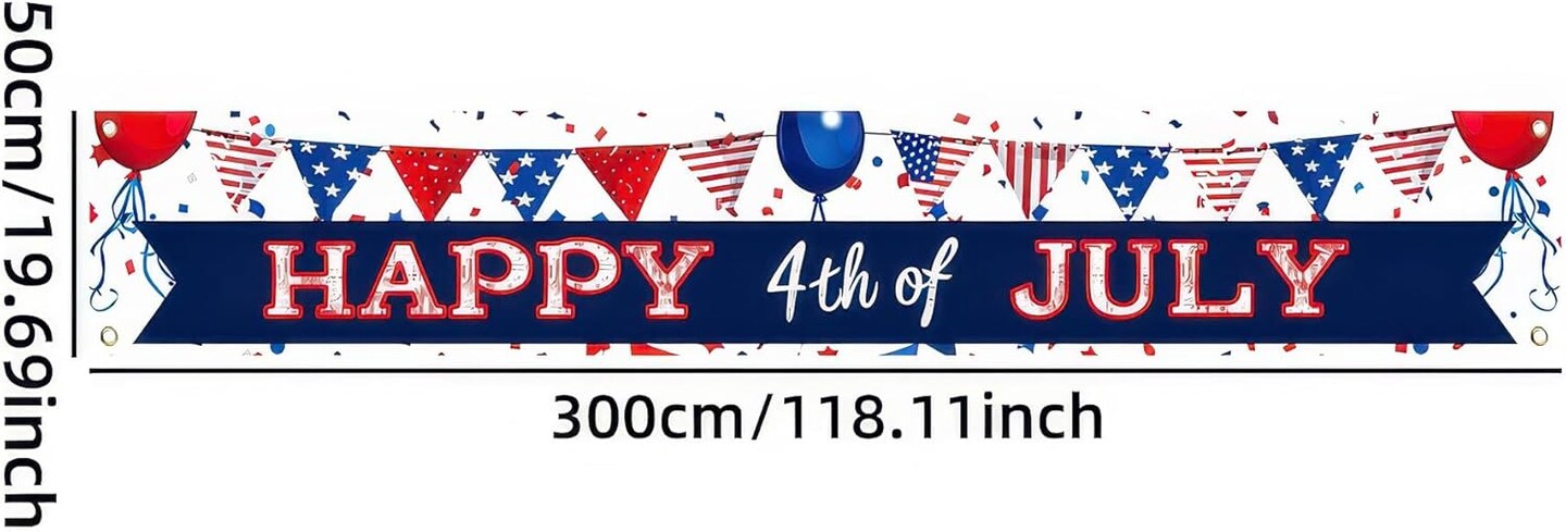 America Independence Day Backdrop Banner 118 x 20 inch 4th of July Patriotic National Holiday Veterans Day Memorial Day Indoor Outdoor Supplies Banner Independence Day Themed Decorations
