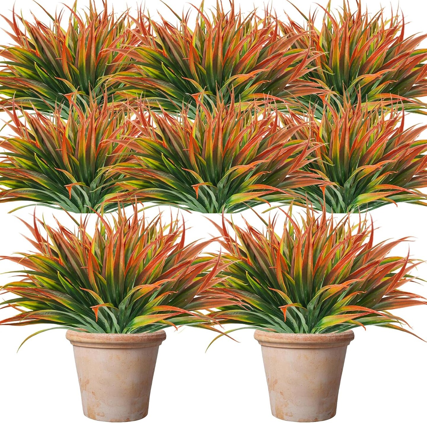 24 PCS Outdoor Faux Grasses Plastic Plants Greenery UV Resistant