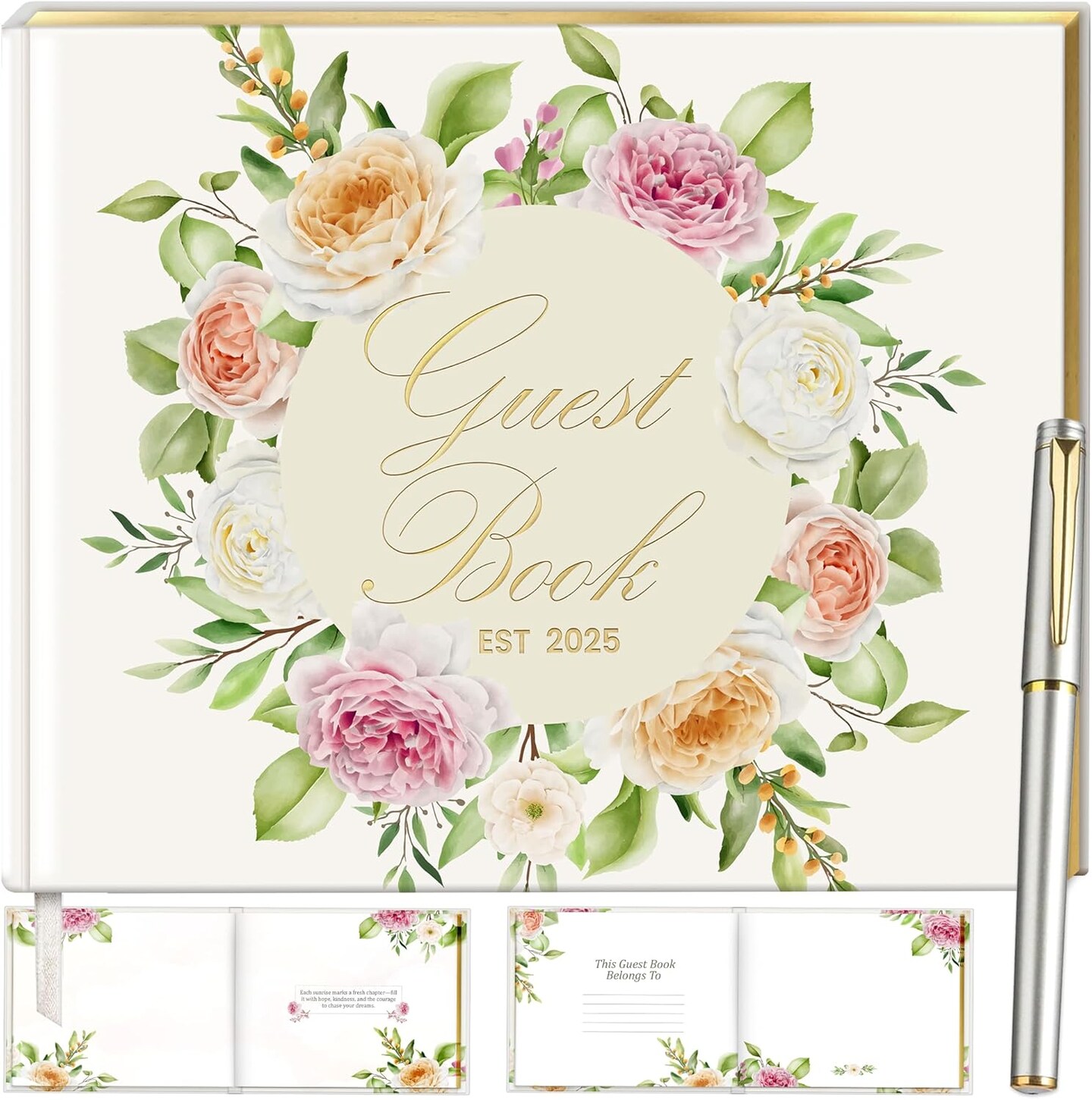 Wedding Guest Book with Pen and Stickers Included , Custom Guest Book Design 2025 , Guest Book Wedding Reception Size7.2&#x22; x 9.2&#x22; , Beautiful Wedding Guest Book Alternative , Thick Paper Wedding Signs