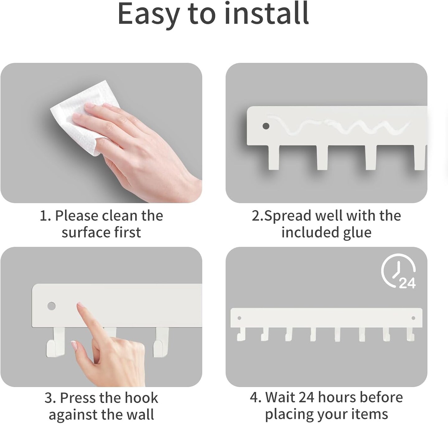 2 Pack Key Holder for Wall, Key Hooks with 8 Hooks Mount Keys on Wall, No Drilling Required, Holders Use for Living Room Kitchen Corridor Decor