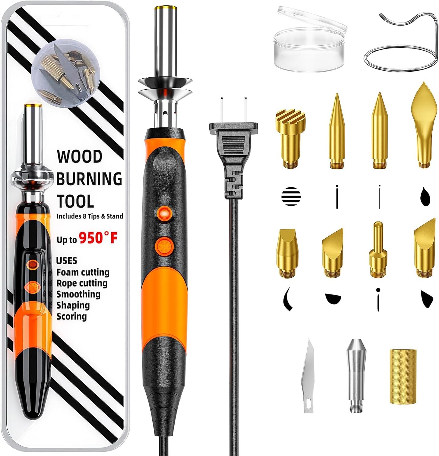 Wood Burning kit, Professional WoodBurning Pen Tool, DIY Creative Tools,Wood Burner for Embossing/Carving/Pyrography,Suitable for Beginners,Adults (orange)
