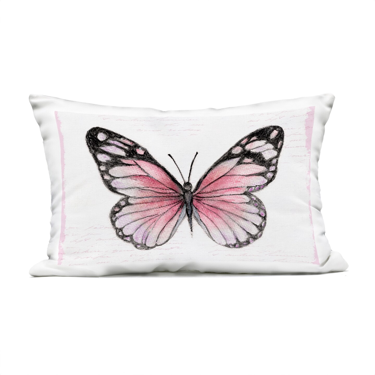 Stupell Industries Pink Monarch Butterfly Outdoor Printed Pillow