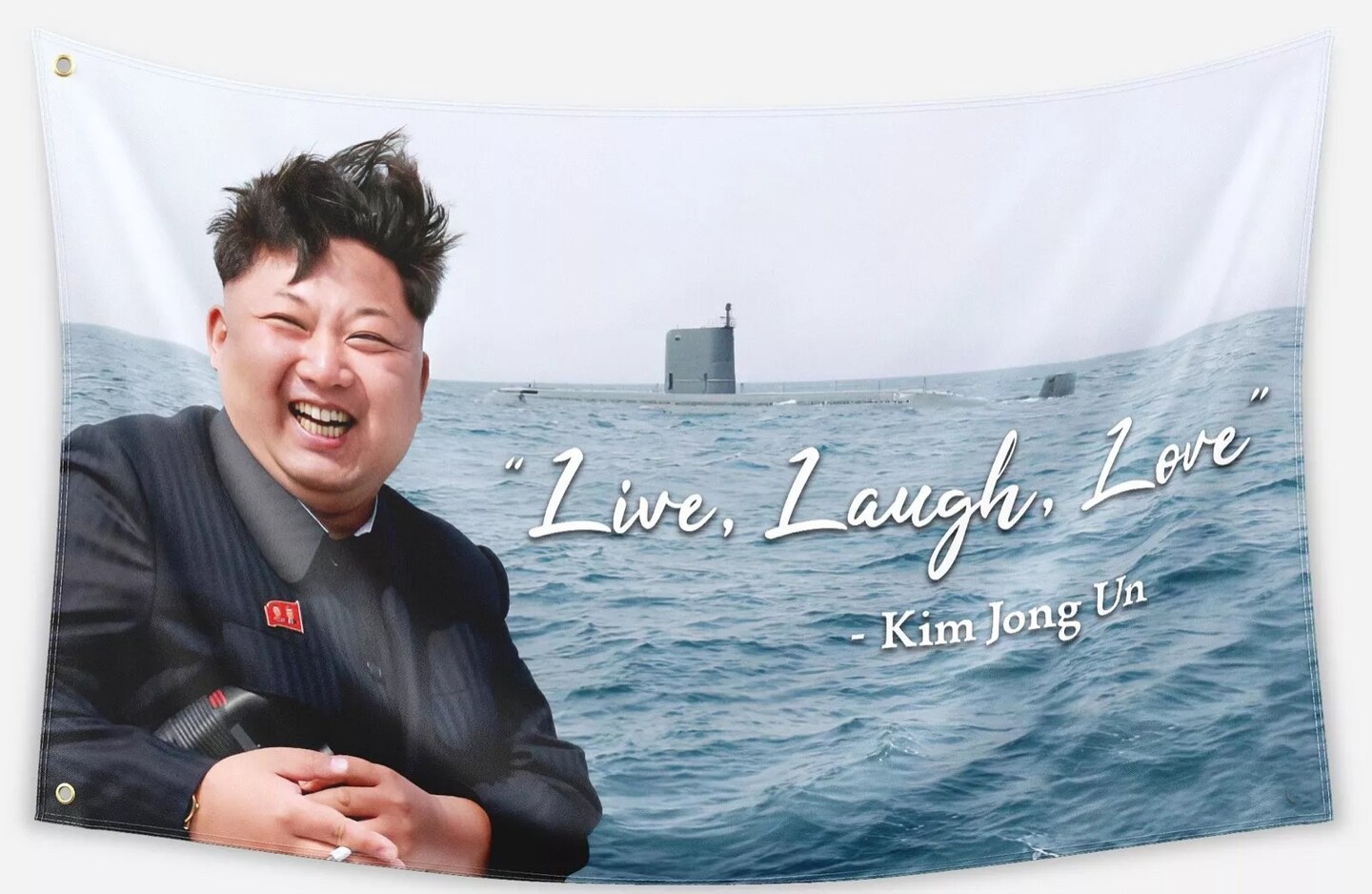 Kim Jong Un Live Laugh Love 3x5FT Banner Flag College Dorm Decor