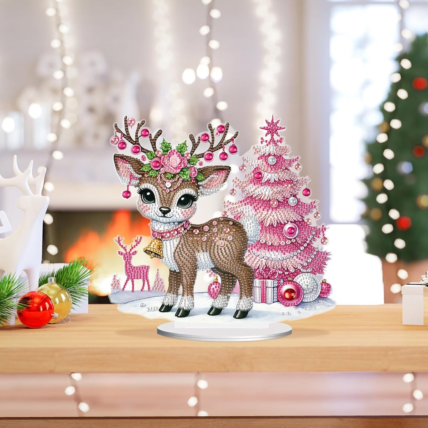 Christmas Diamond Painting Kits – DIY Reindeer & Dessert House Tabletop Decorations
