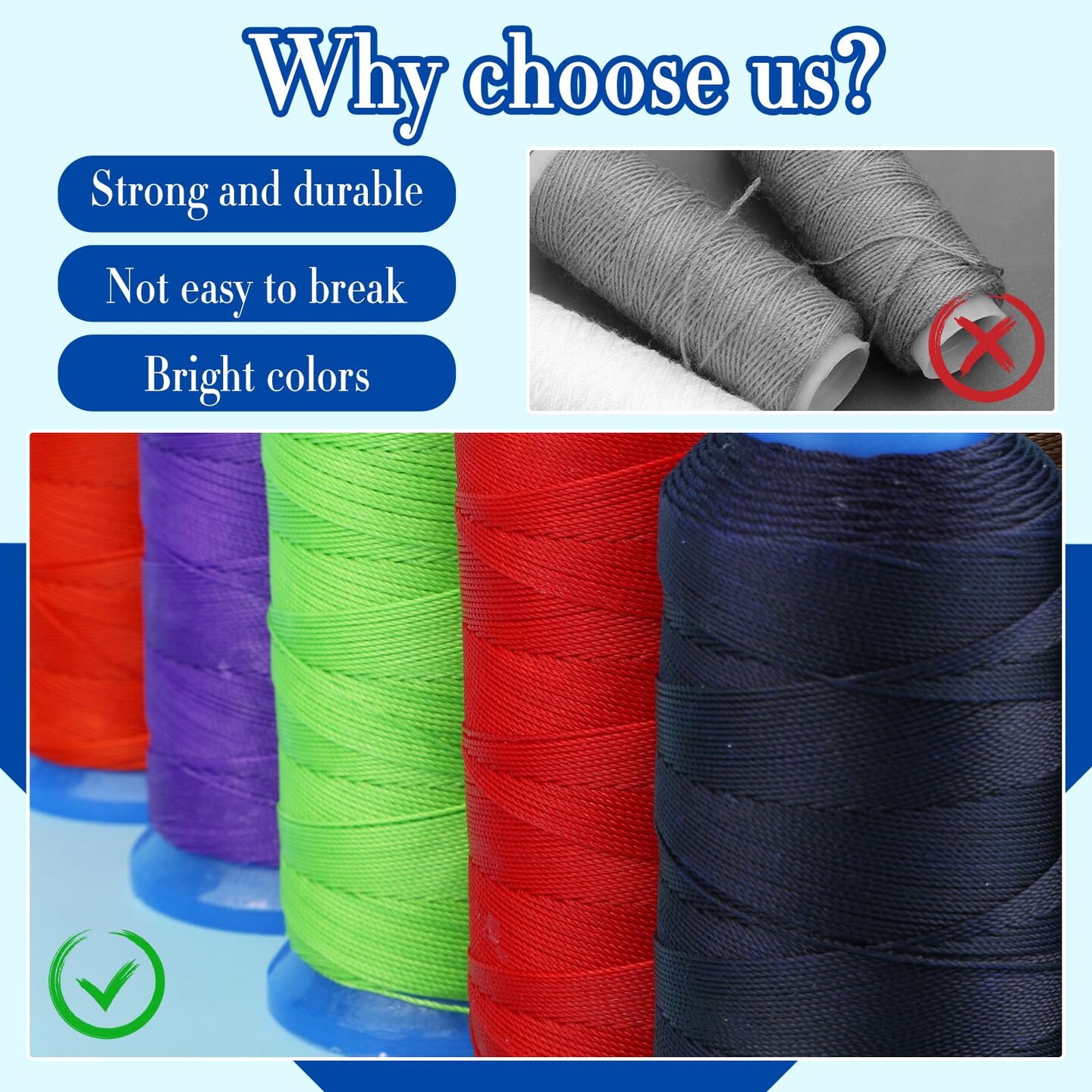 0.55mm Polyester Cord - 490Yards Waxed Round Cord for DIY Craft Jewelry Making & Sewing