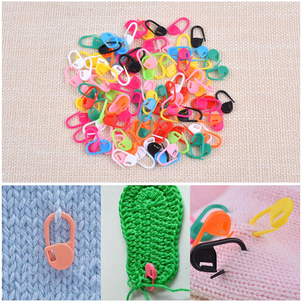 Stitch Markers for Knitting and Crochet, 120pcs Plastic Crochet Stitch Markers Locking Clips with 12 Colors Lightweight, Snag-Free Design for Yarn Crafts, Sweater Making & DIY Projects