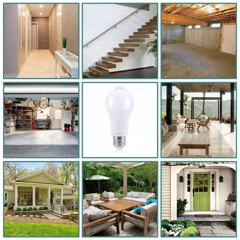 LED Light Bulb 90W Equivalent Motion Sensor Lamp Dusk to Dawn w/ Socket