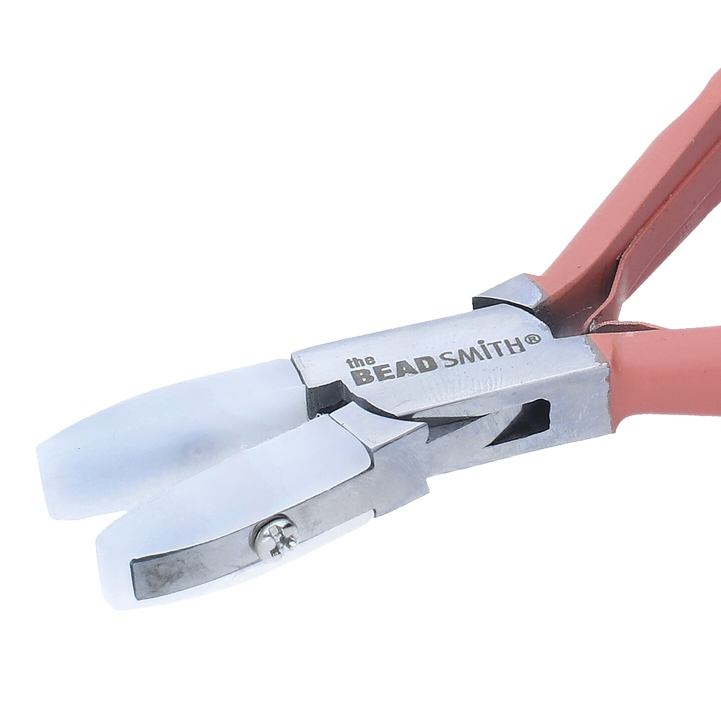 The Beadsmith Satin Touch Nylon Flat Nose Plier, 5.75 inches (145mm), double nylon heads, comfortable contoured grip handles and double-leaf springs, tool for jewelry making