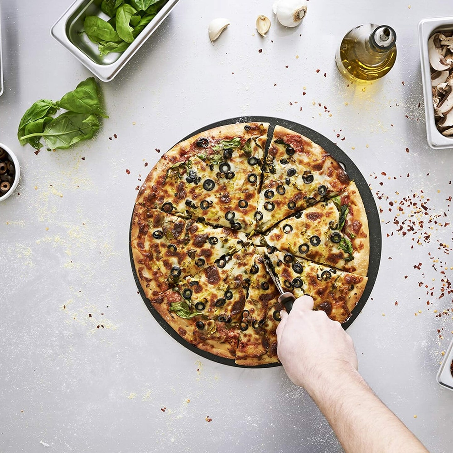 8&#x22; Round Pizza Board Paper Composite Slate