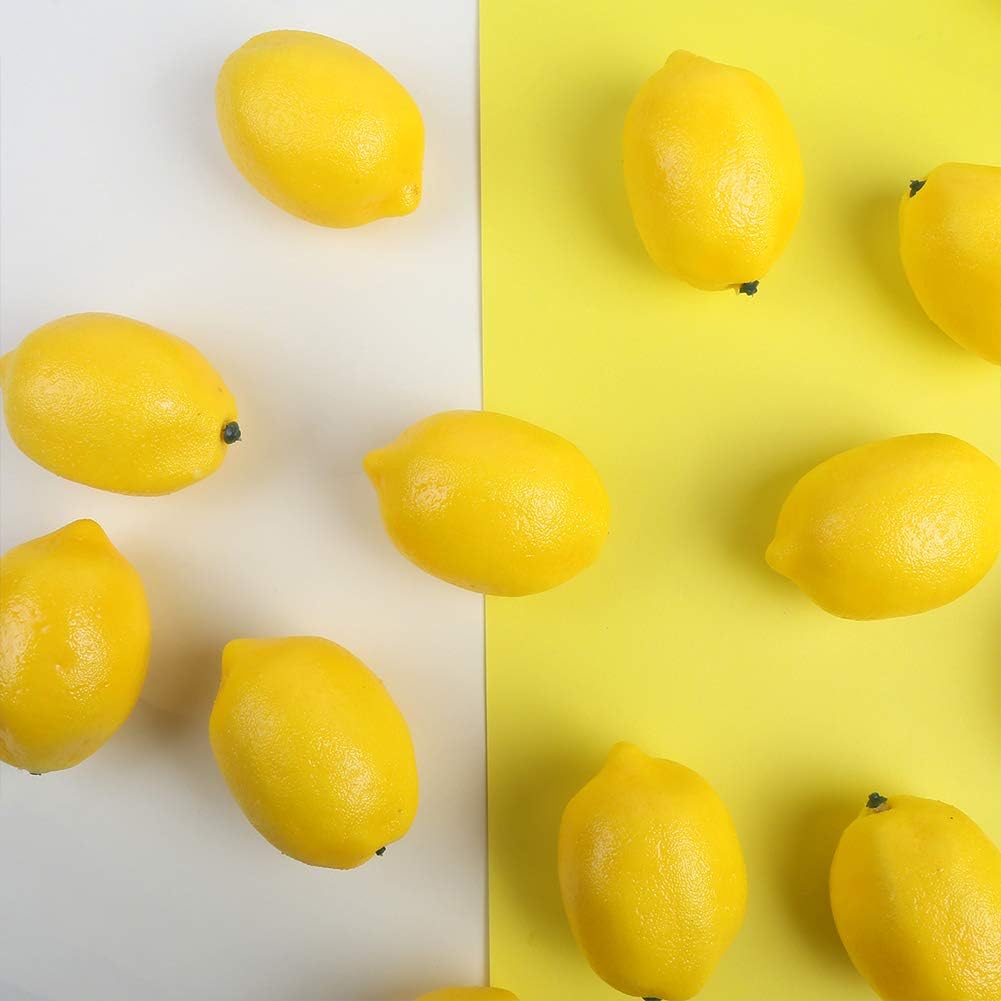 30PCS Artificial Yellow Lemons – Realistic Fake Fruit for Kitchen, Table Decor, Centerpieces, and Photography Props