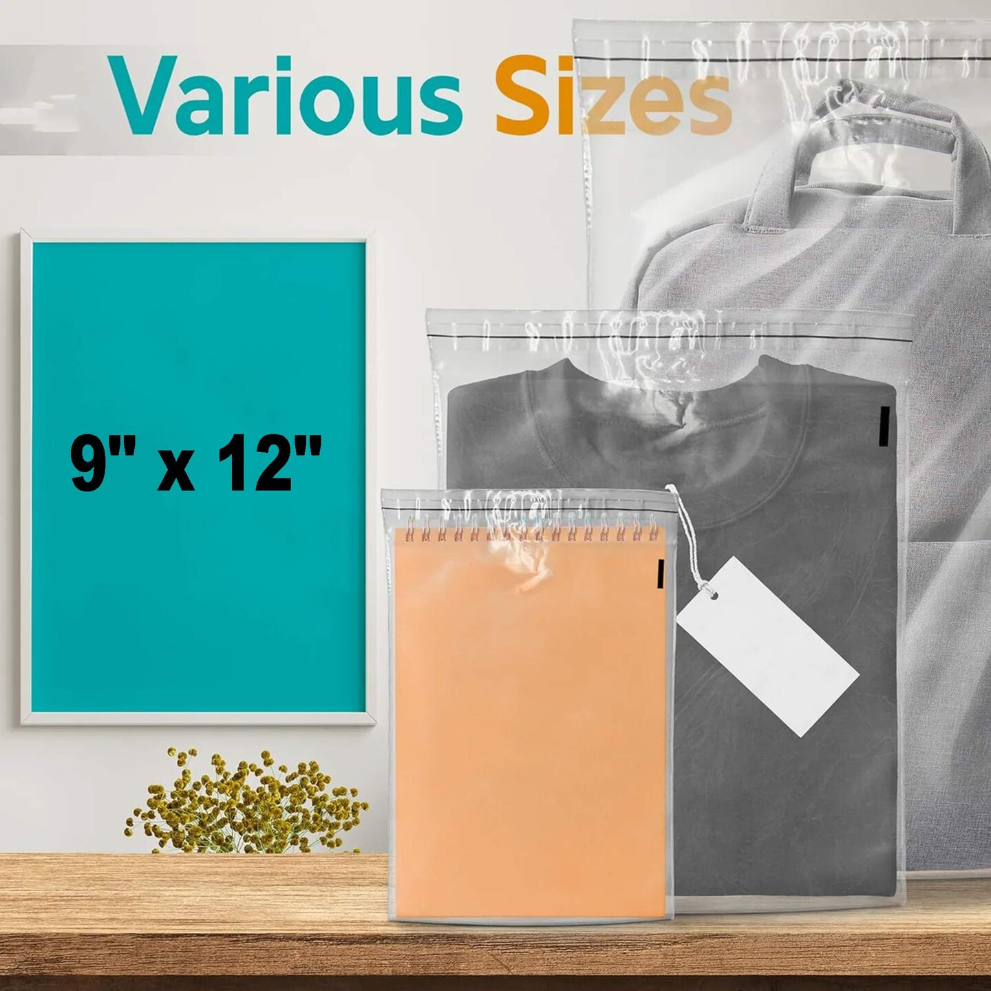 50 Count Poly Bags with Self Seal 9&#x22; x 12&#x22; Clear Plastic Storage &#x26; Shipping Bags