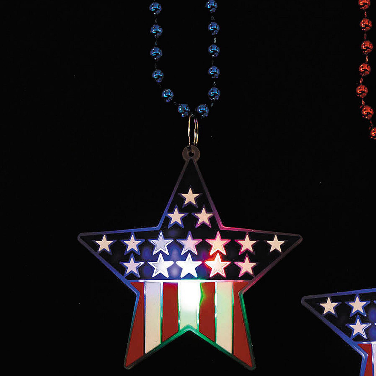 33" Patriotic USA Flag Light Up Star Charm Necklaces 12 Pieces