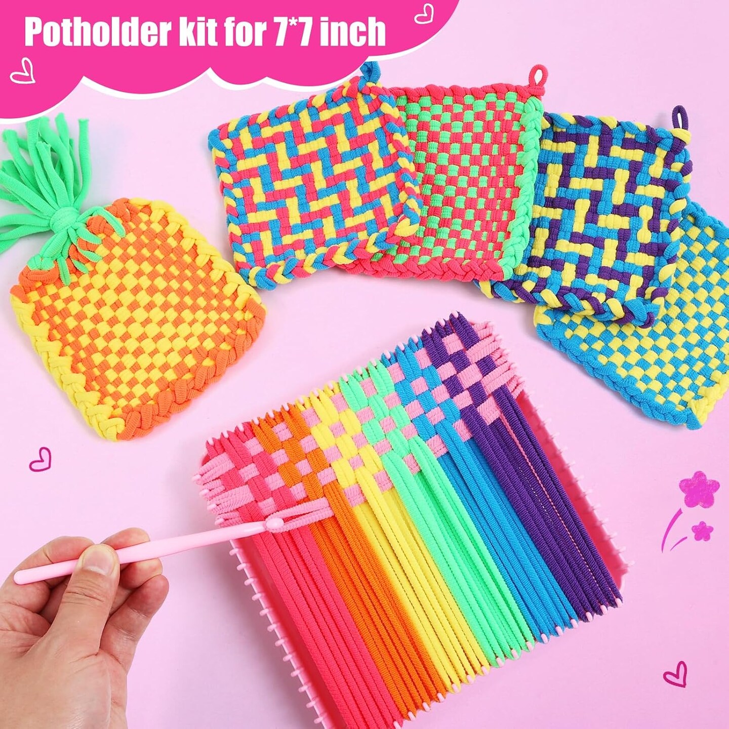 Weaving Loom Kit for Kids - Birthday Gifts for Girls Ages 6-12, DIY Craft Kit for Making Potholders