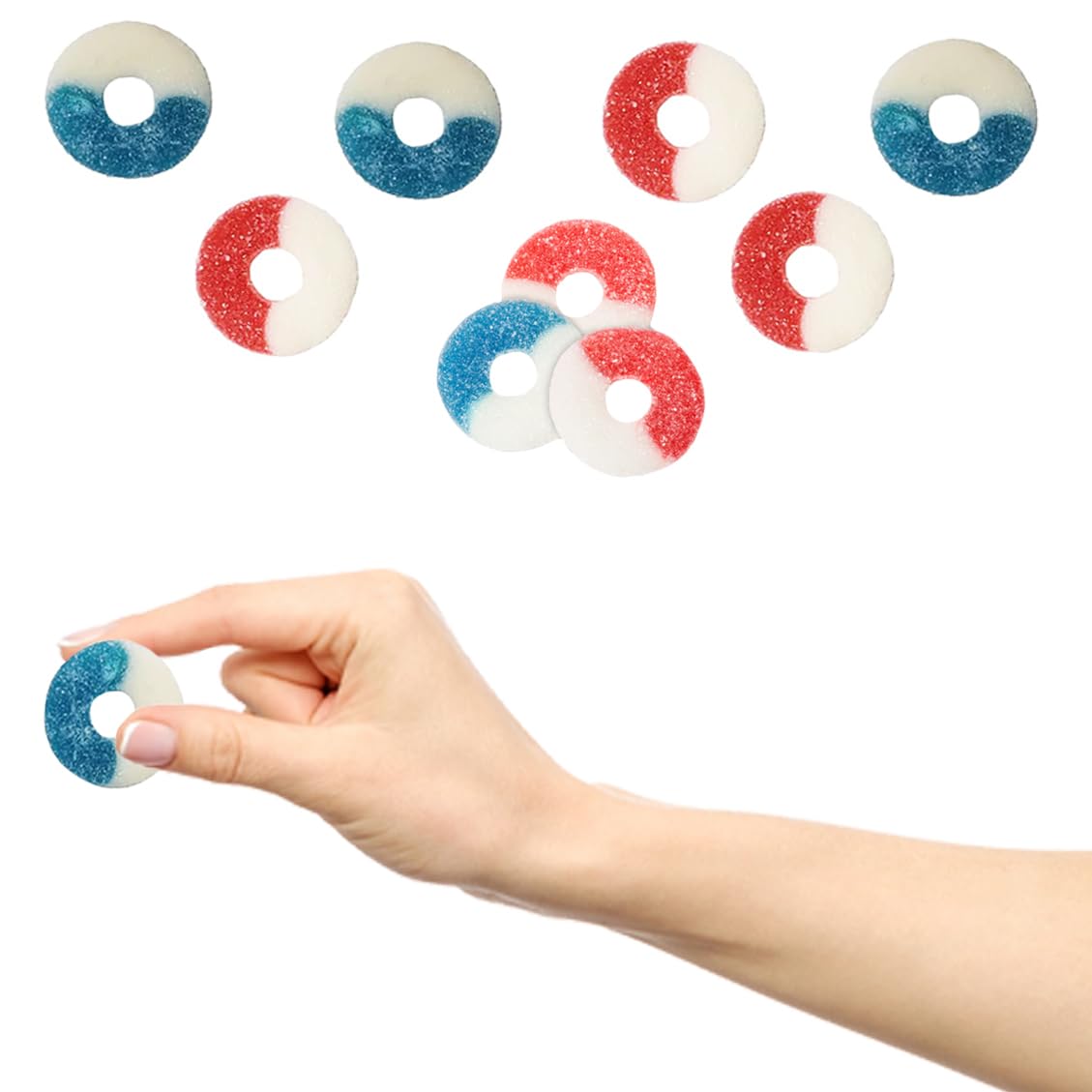 USA Patriotic Gummy Freedom Rings Candy Holiday Treats, 4th of July, Fun and Festive Snacking, Party flavor, Half-Pound