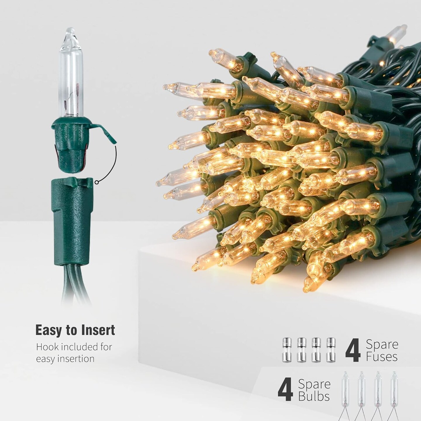 Clear Christmas Lights Set 2PACK 50Count 13Feet Incandescent Bulb Mini String Lights for Indoor Christmas Tree